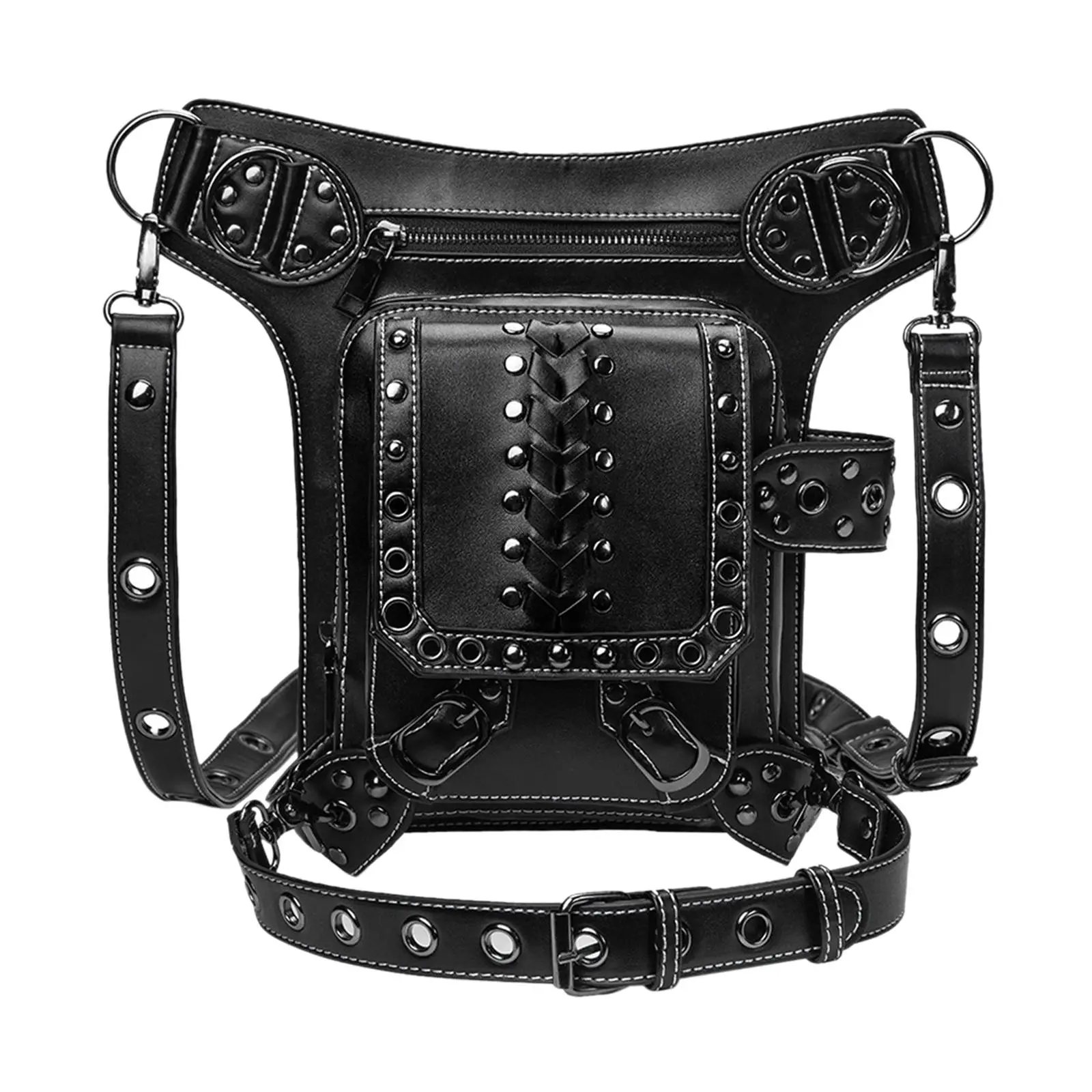Gothic Steampunk Waist Bag Pouch Thigh Leg Hip Adjustable Strap Satchel Shoulder Bag Fanny Pack for Backpacking Work Hiking