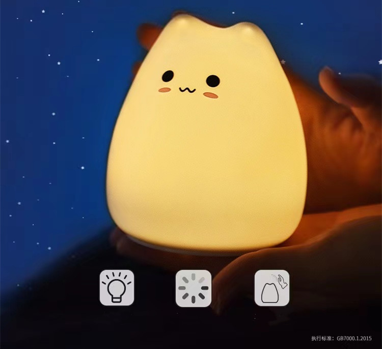 Kawaii LED Night Light Cat Lamp Wireless Touch Sensor Silicone Battery Animal Light Child Holiday Bedroom Desktop Decor Lamp