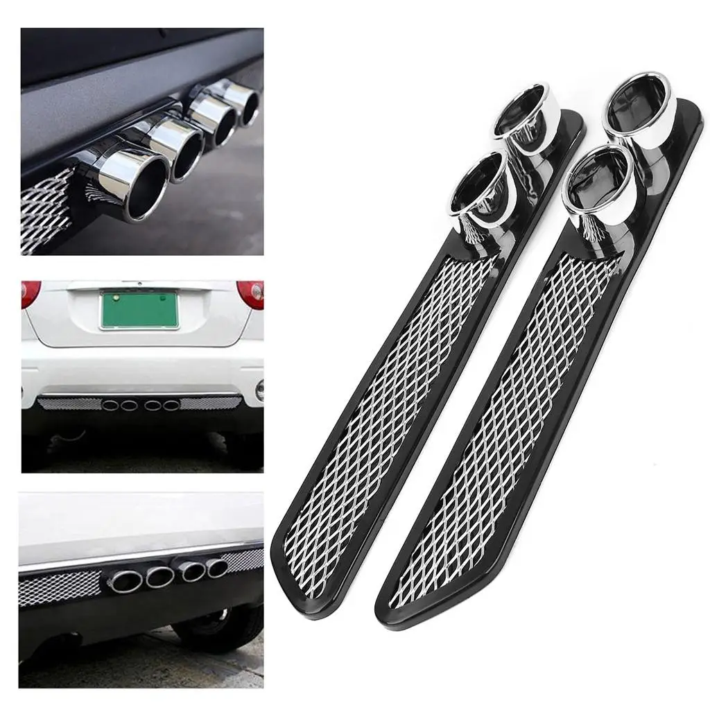 2 Pieces Car Exhaust Tailpipe Double Tailpipe Exhaust Black