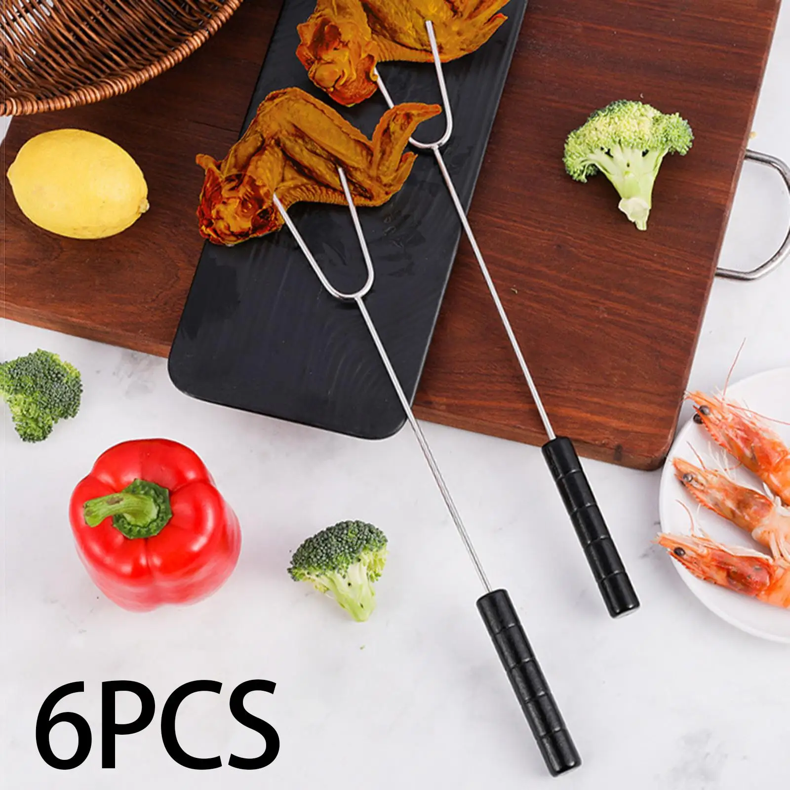 Meat Forks Non Slip Handle Grill Roasting Supplies Kitchen Gadgets Campfire Fork for Picnic Cooking Camping BBQ