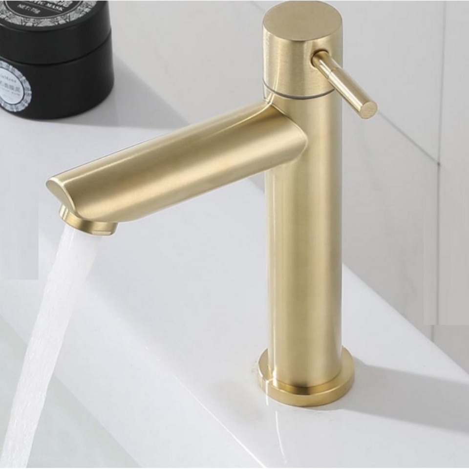 Nombre 9, Grifo De lavabo De acero inoxidable SUS304, grifo Solo Frío, Oro pulido, grifo para lavabo, accesorios De Baño, Grifos De Baño