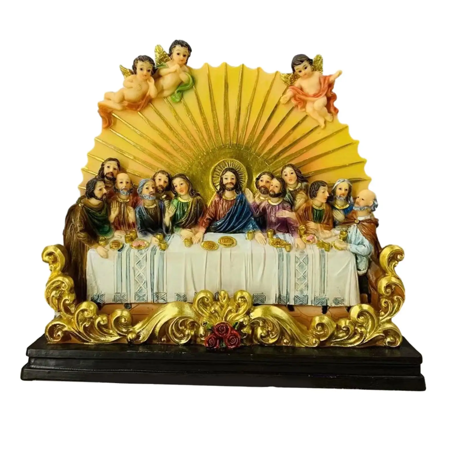 Resin Last Supper Statue Sculpture Christian Catholic Figurine Jesus and 12 Disciples for Office Collection Gifts Decor
