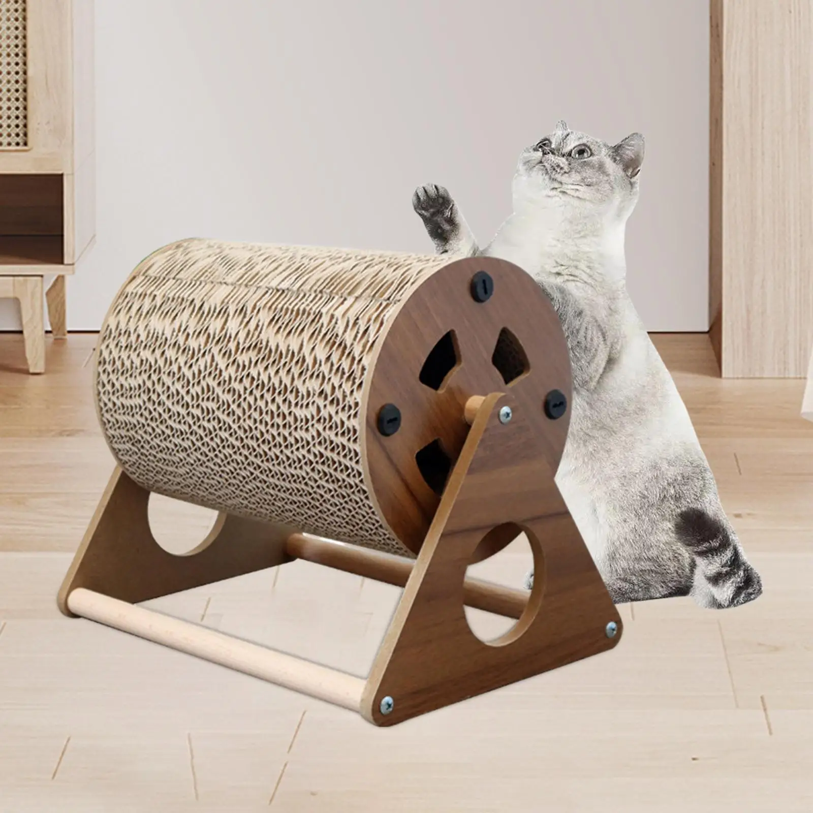 Cat Scratcher Playing for Small Medium Large Cats with Solid Wood Stand Scratching Pad Furniture Protector Interactive Pet Toy