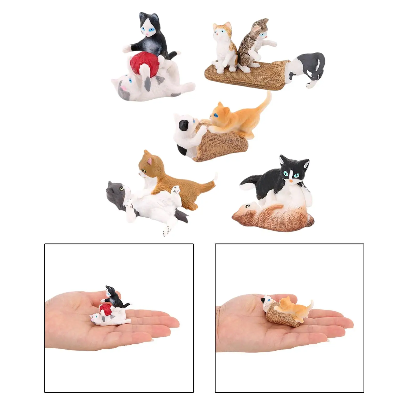 Set of 5 Lifelike Cat Figures Ornaments Miniature for Boys and Girls Party Favors Photography Props Collection Birthday Gift