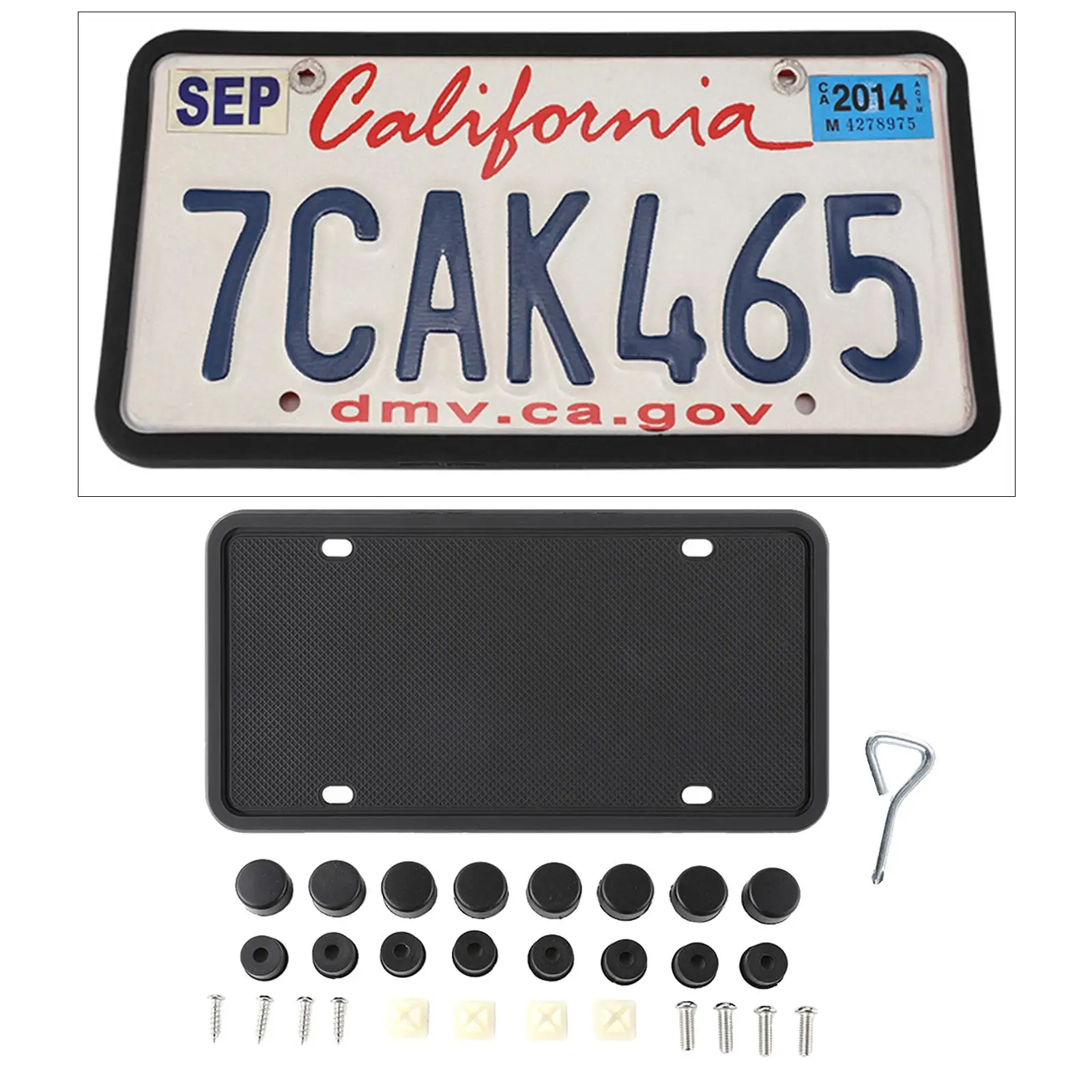 Silicone License Plate Frames, Car License Plate Cover,  License Plate Bracket Holder. Rust-Proof, Rattle-Proof, Weather-Proof