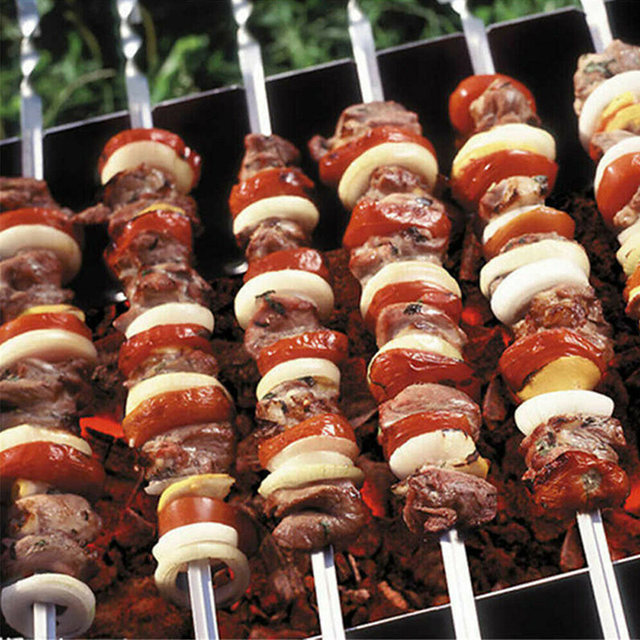 JINZDASU 10 Pièces Brochettes pour Barbecue Inox,43cm,Brochettes de