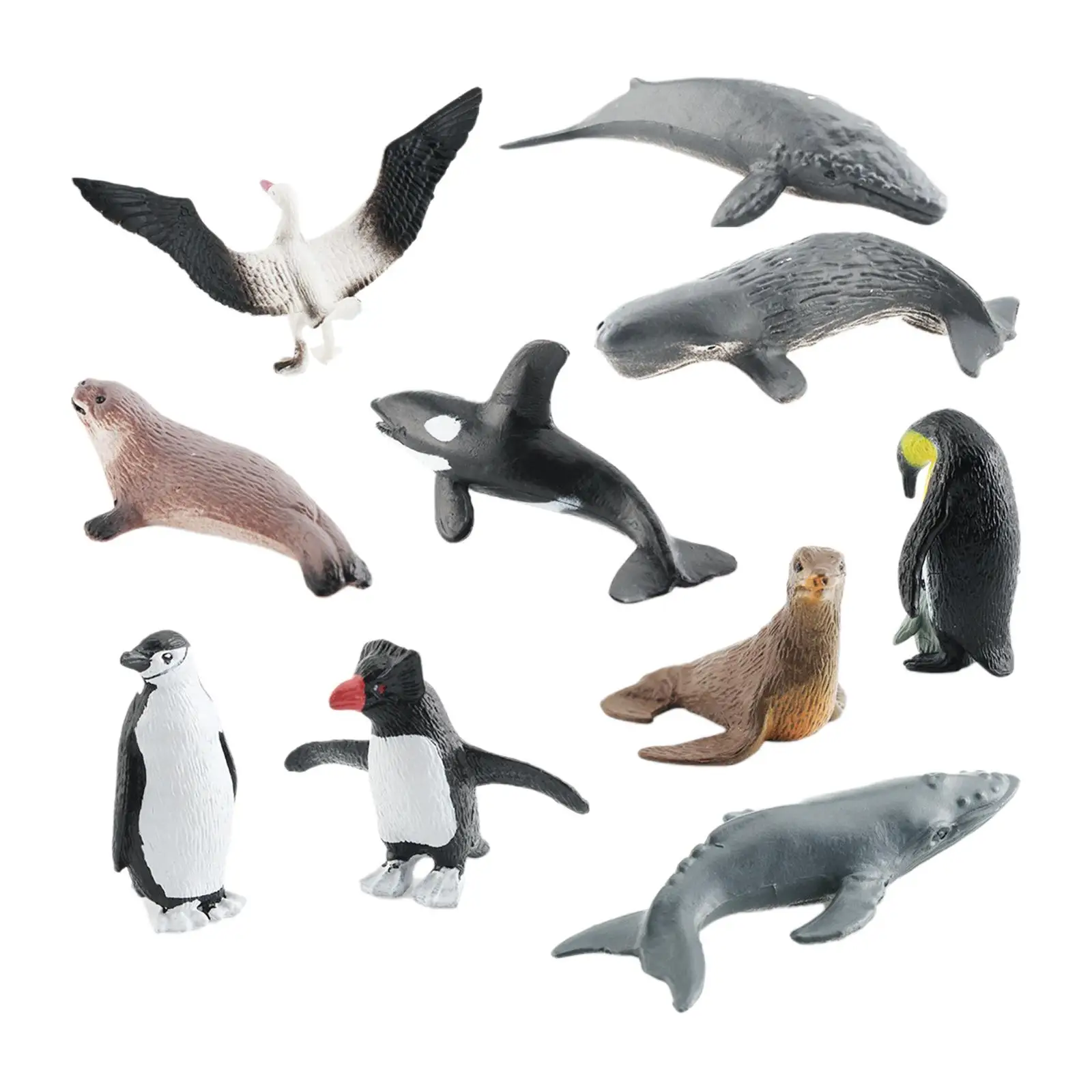 10 Pieces Antarctic Marine Animals Miniatures for Desktop Decor Party Favors