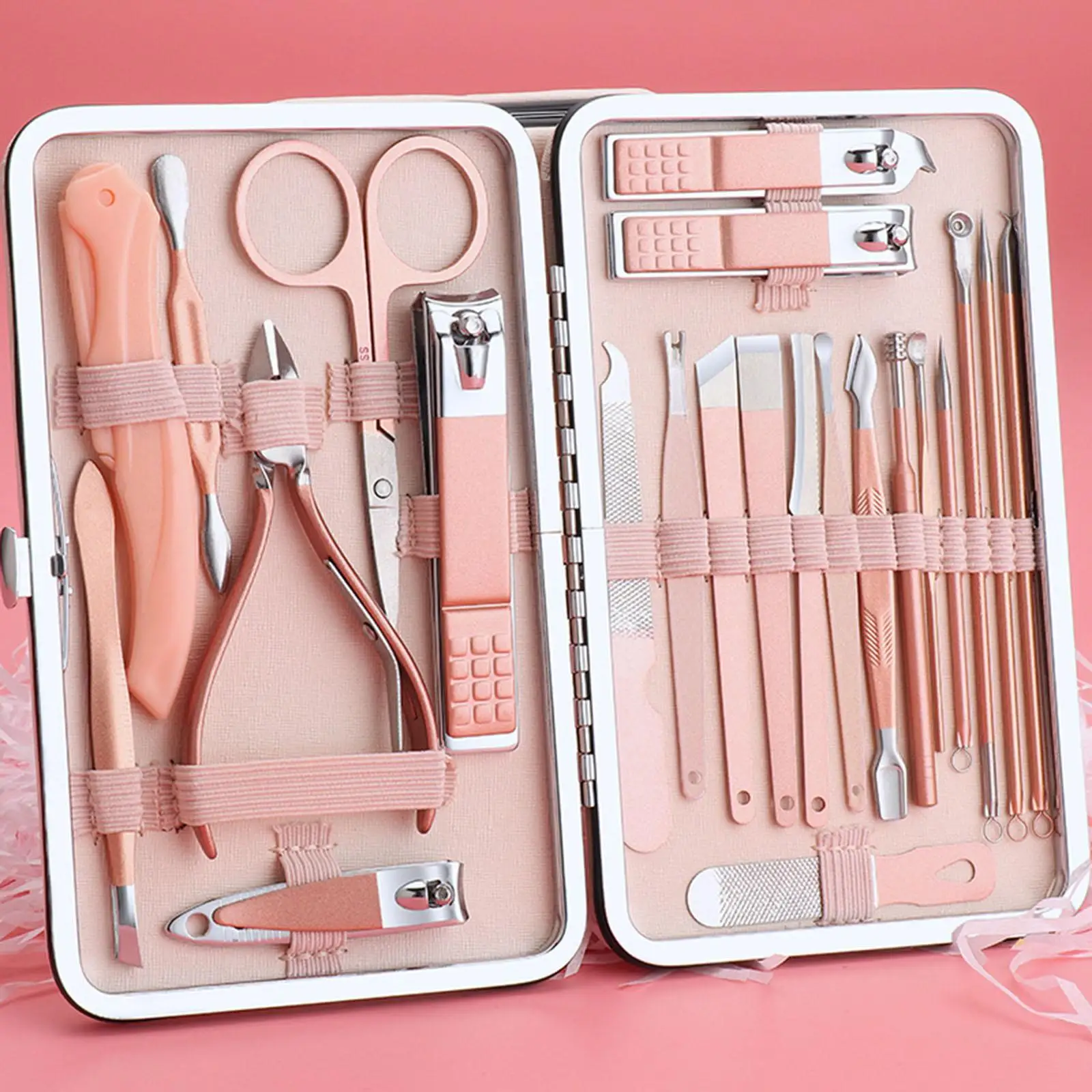 23Pcs Manicure Nail Set with Leather Travel Case for Home Nail Care
