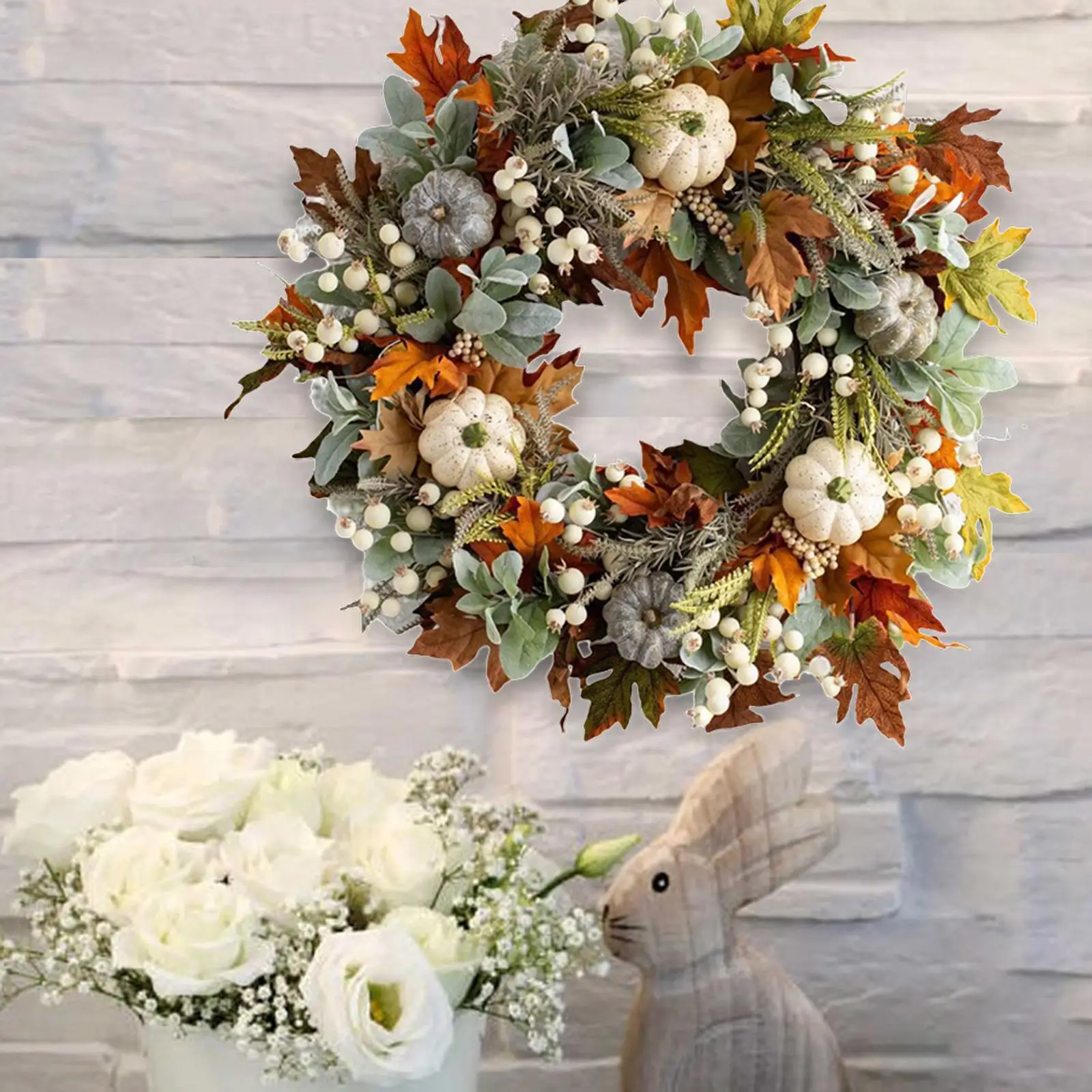 Door Autumns Harvest Wreath Thanksgiving Wreaths Wall, Window Hanging Ornament Premium Material Easy Clean and Store