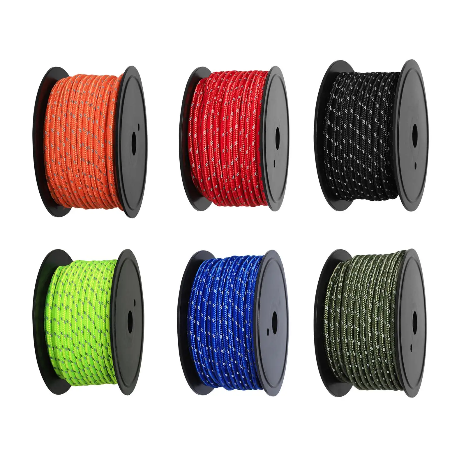 30M 6mm Reflective Tent Rope Guylines Tent Awning Guide Rope for Outdoor Travel High Tensile Strength Cord Multifunction Canopy