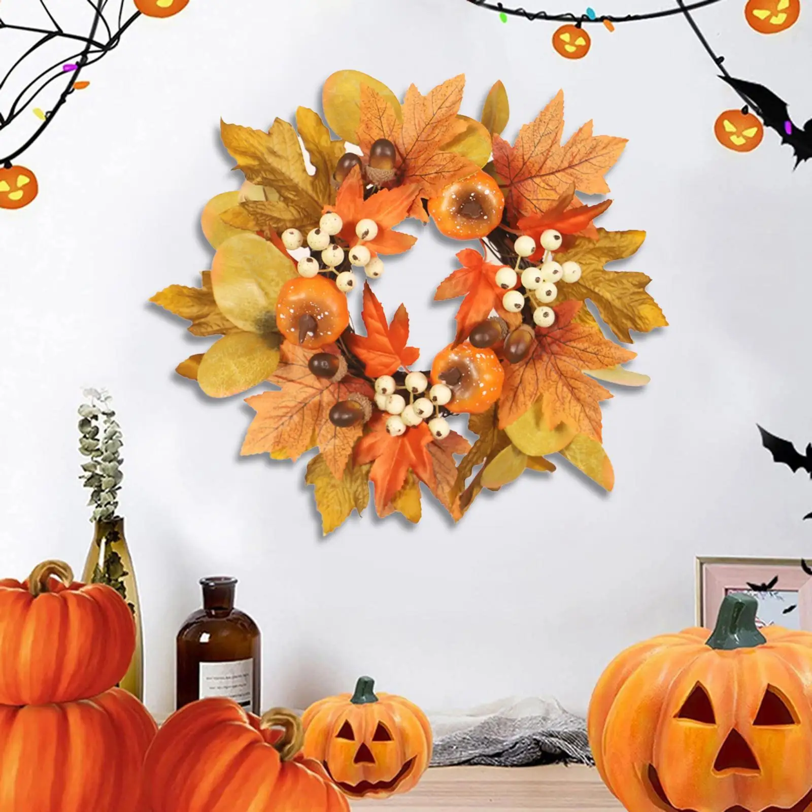 Mini Fall Candle Wreaths Rings Candle Holder Decorative Rings Candle Garland for Living Room Home Party Wedding Party Festivals