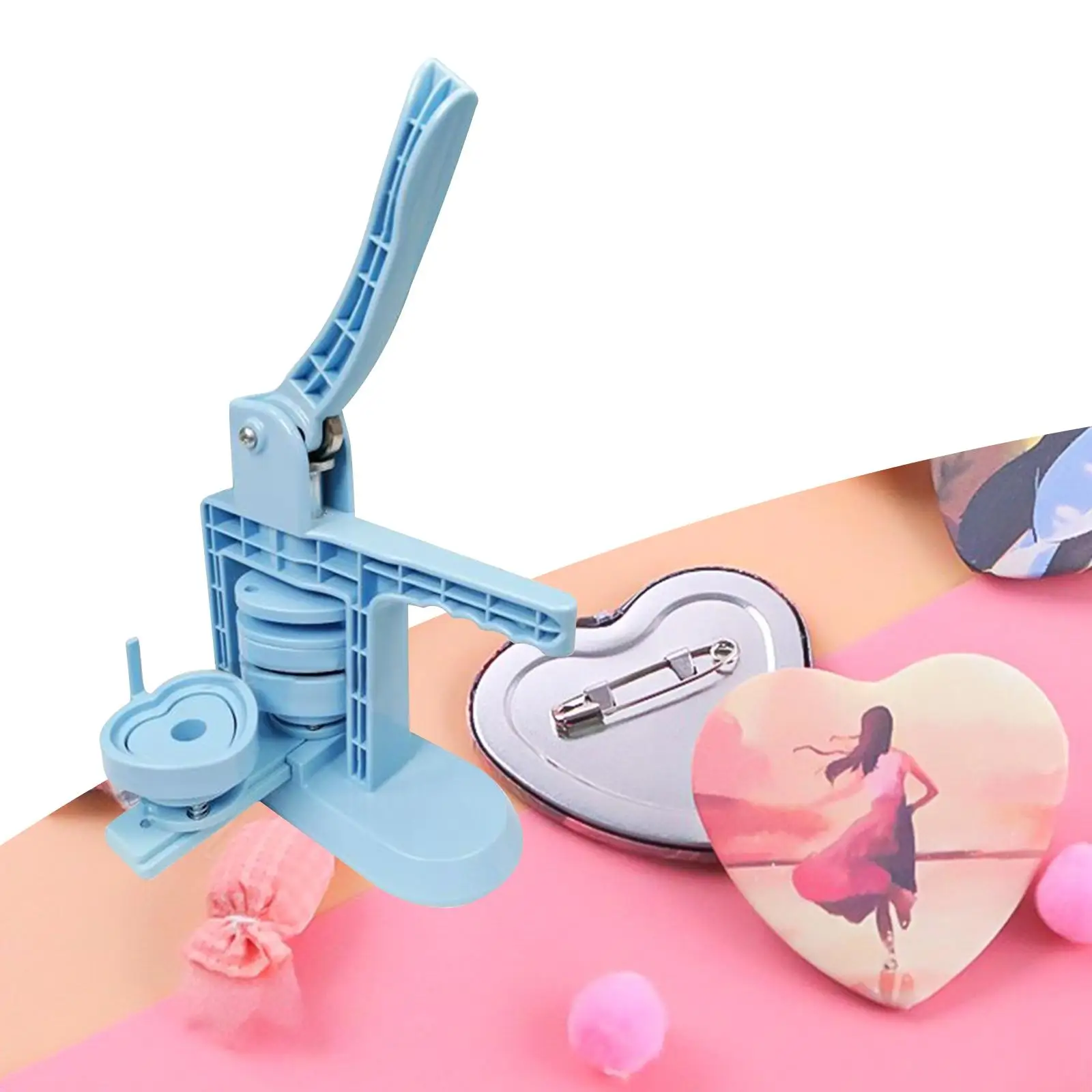 Button Badge Making Machine Heart Shape Upgrade for DIY Pin Buttons Mirror