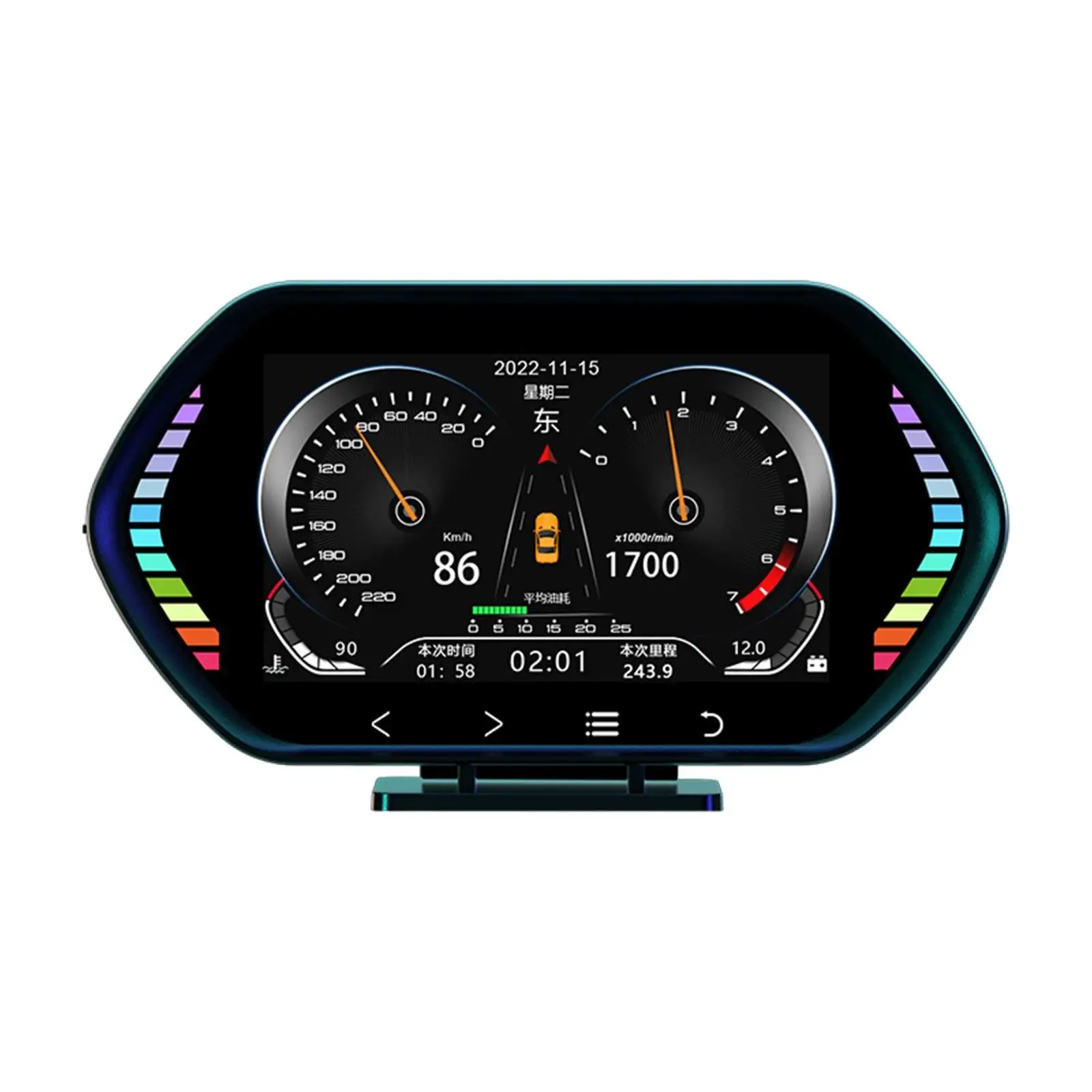 OBD2 Gauge Display Troubleshooting with Ambient Light Multifunctional Head up Display Digital Speedometer for Most Vehicles