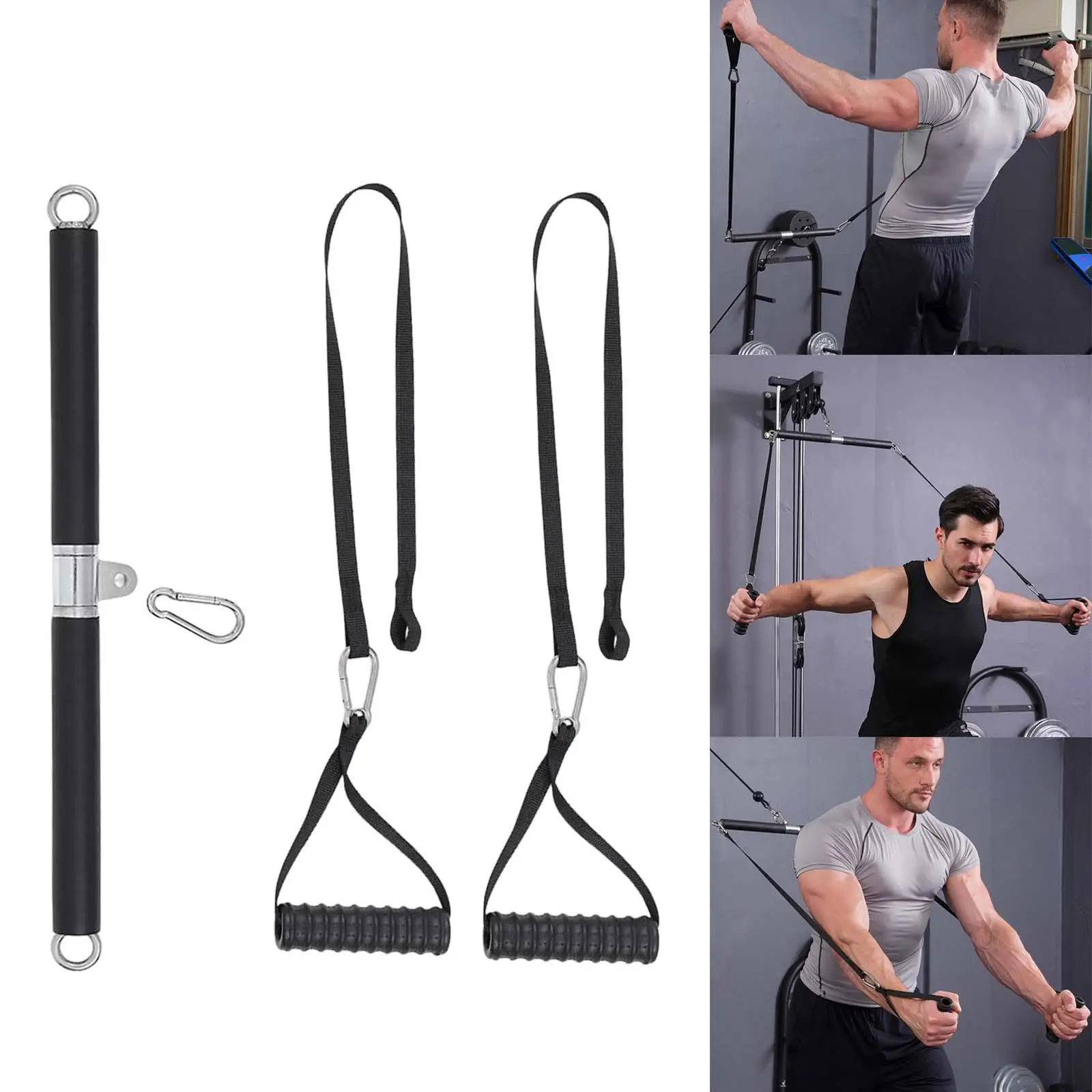 Tricep Rope Straight Pull Down Rowing Bar Pully Cable Machine Accessories Exercise Cable Grips Strap for Rowing Machine