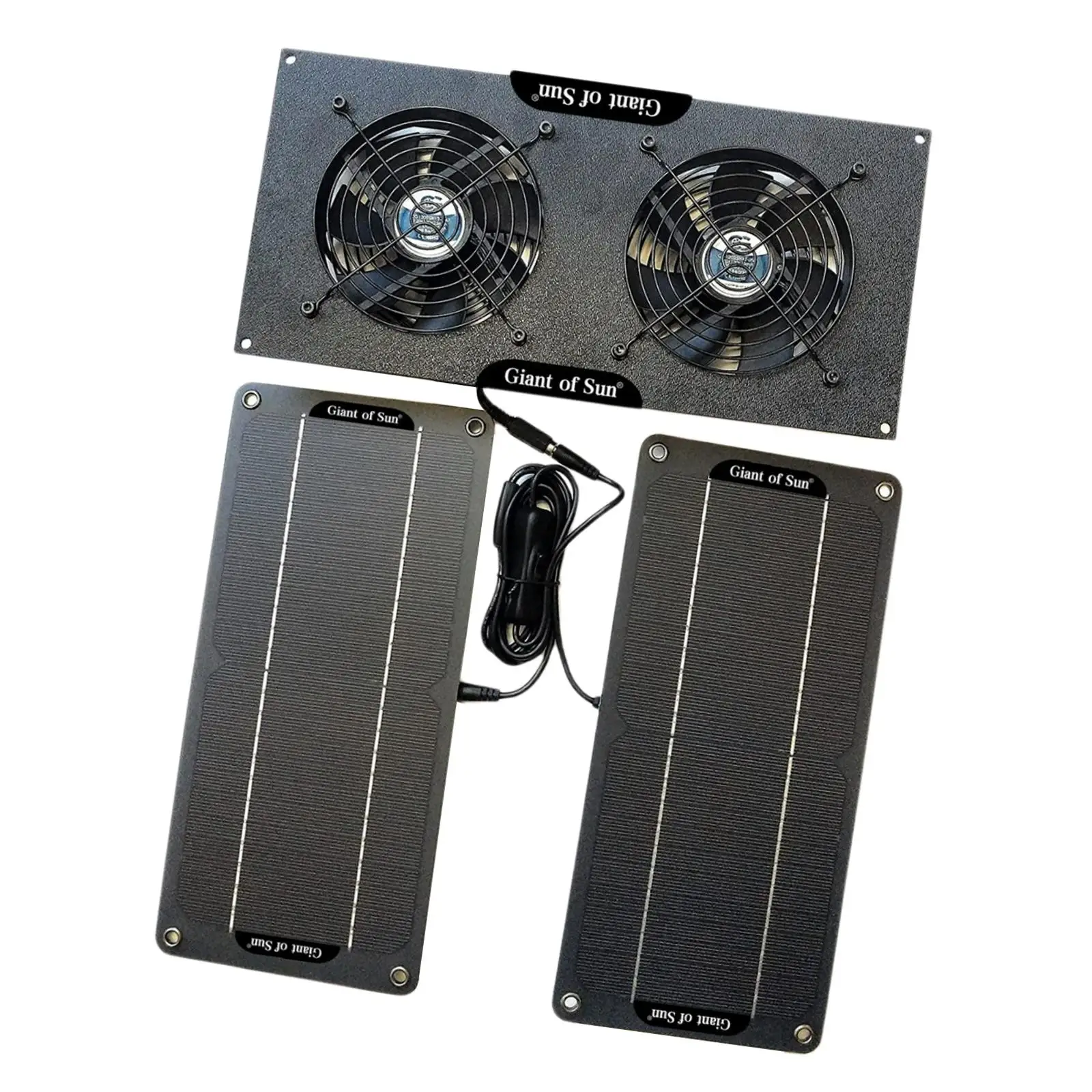 Solar Panel Powered Fan, Solar Dual Exhaust V, Used for Ventilation , RV, Chicken , Dog House, Greenhouse, Shed Roofs Quietly