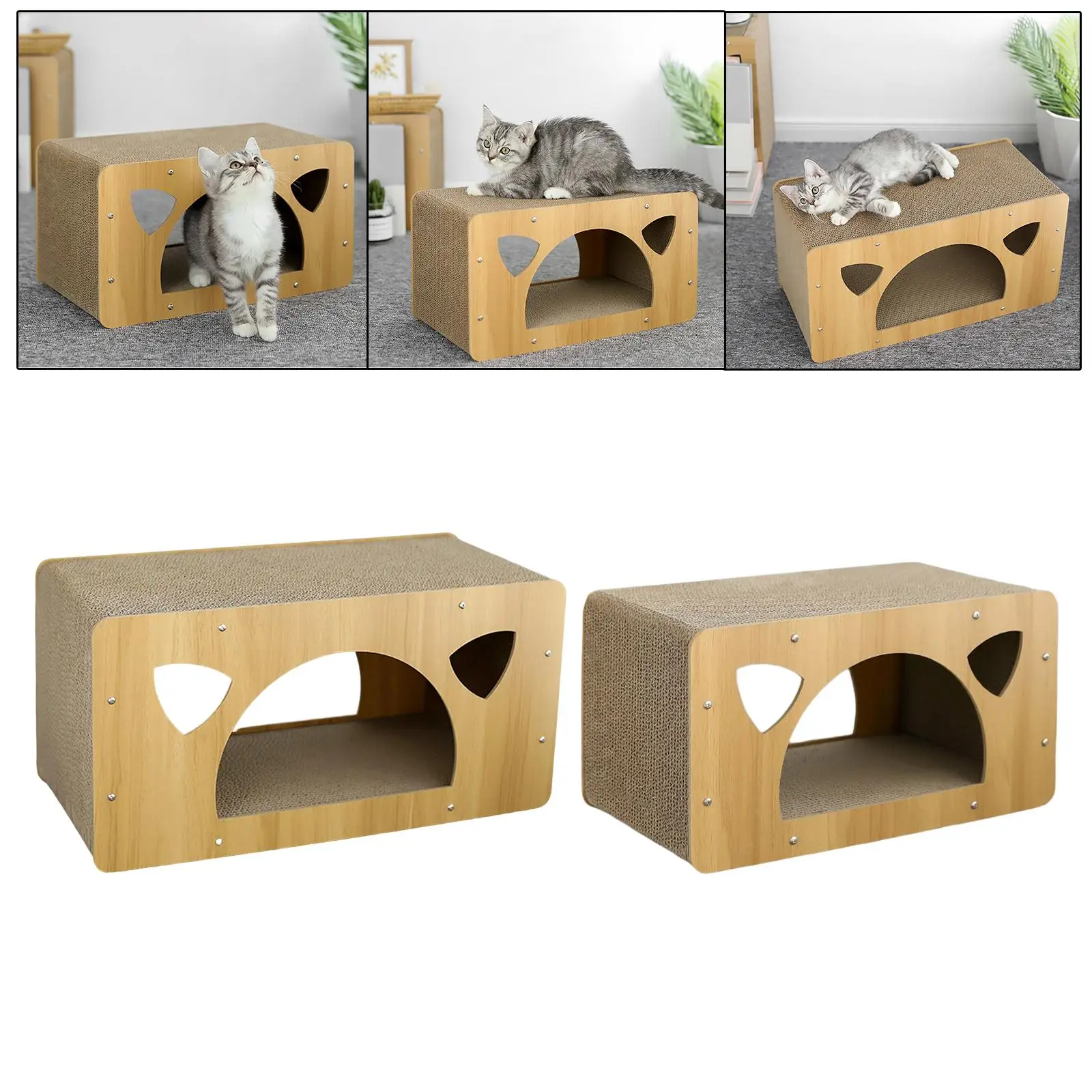 Cat Scratcher Cardboard Scratching Bed Condo Tent Claws Care Scratch Protective Lounge Corrugated House for Indoor Cats Kitty