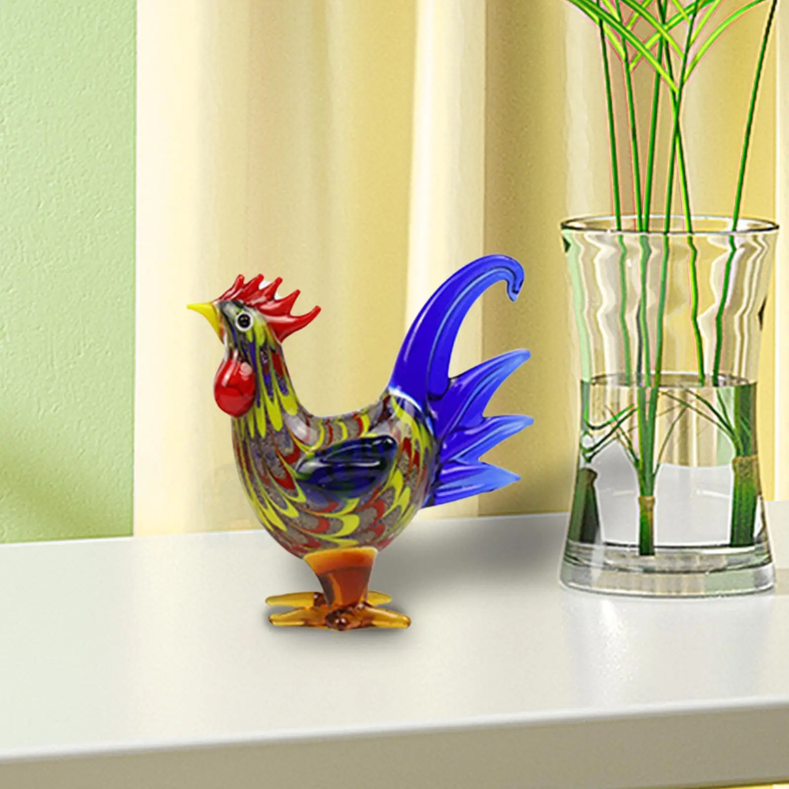 Glass Blown Chicken Wide Applications Art Craft Handmade Hand Painted Simulation