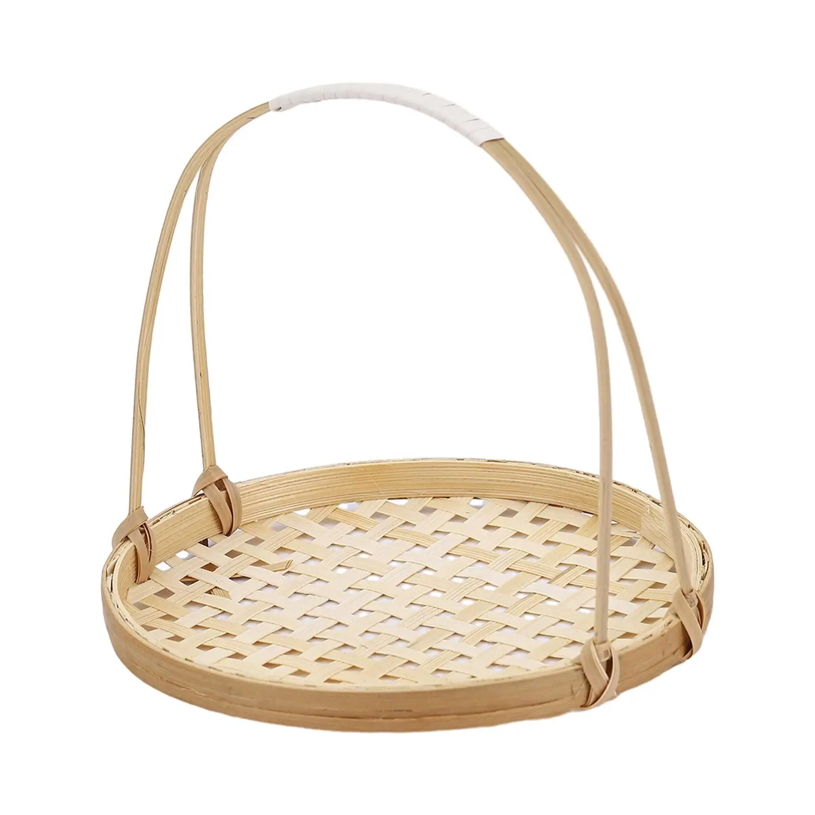 Woven Fruit Basket Rattan with Handles Farmhosue Multipurpose Decorative Rustic Fruit Bowls for Desk Restaurant Living Room