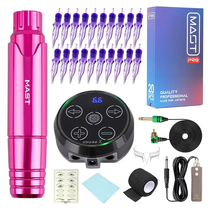 Best of Mast Tattoo P10 SMP RCA Rotary Machine Pen Permanent Kit With LED Display Power Supply Pro Cartridge Makeup Needles Supplies Set Reviews & Tips