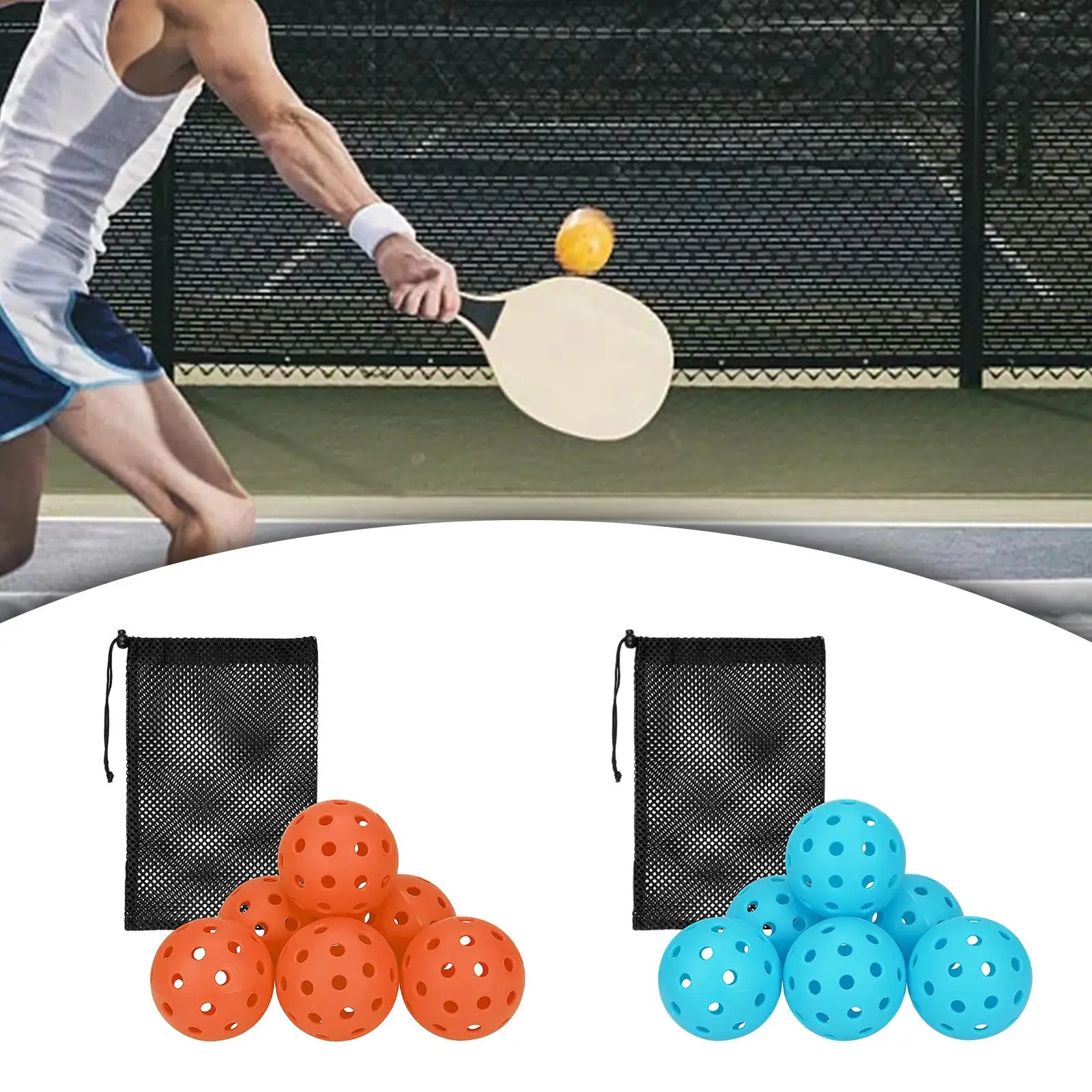 6Pcs Pickleball Balls Recreational High Elastic Official Size Ball for Sanctioned Tournament Play Indoor Outdoor Practice Adult