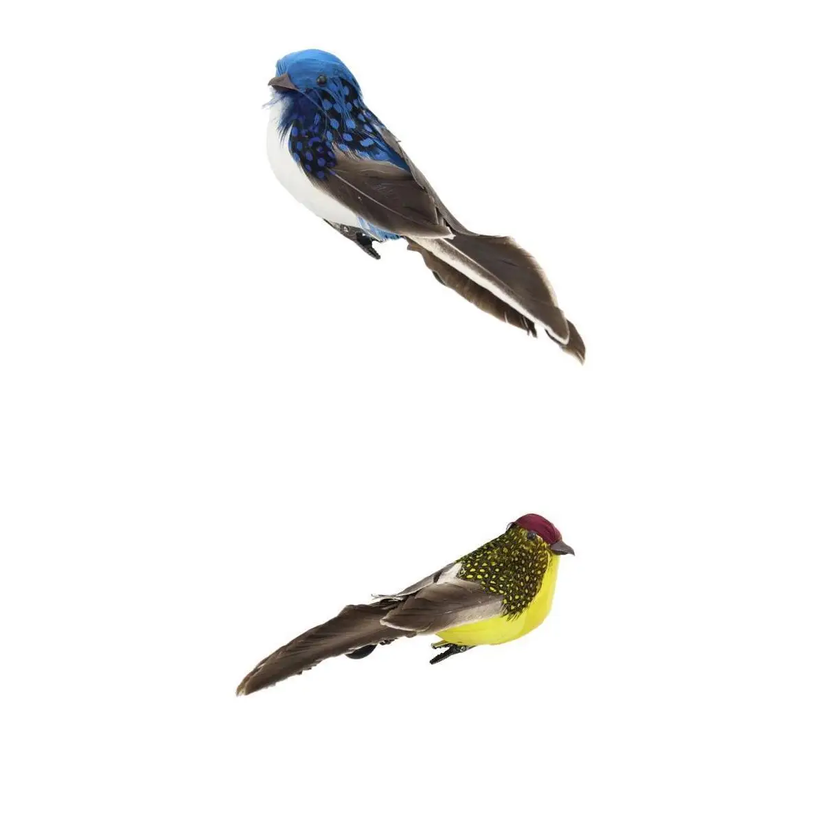Set of 2 Artificial Foam Feathered Birds  Figurine Party Decoration