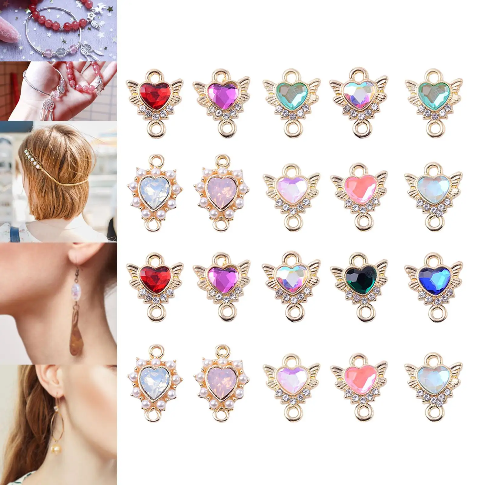 20 Heart Charms Pendants  Charms for Jewellery Making Earring Bracelet Accessories