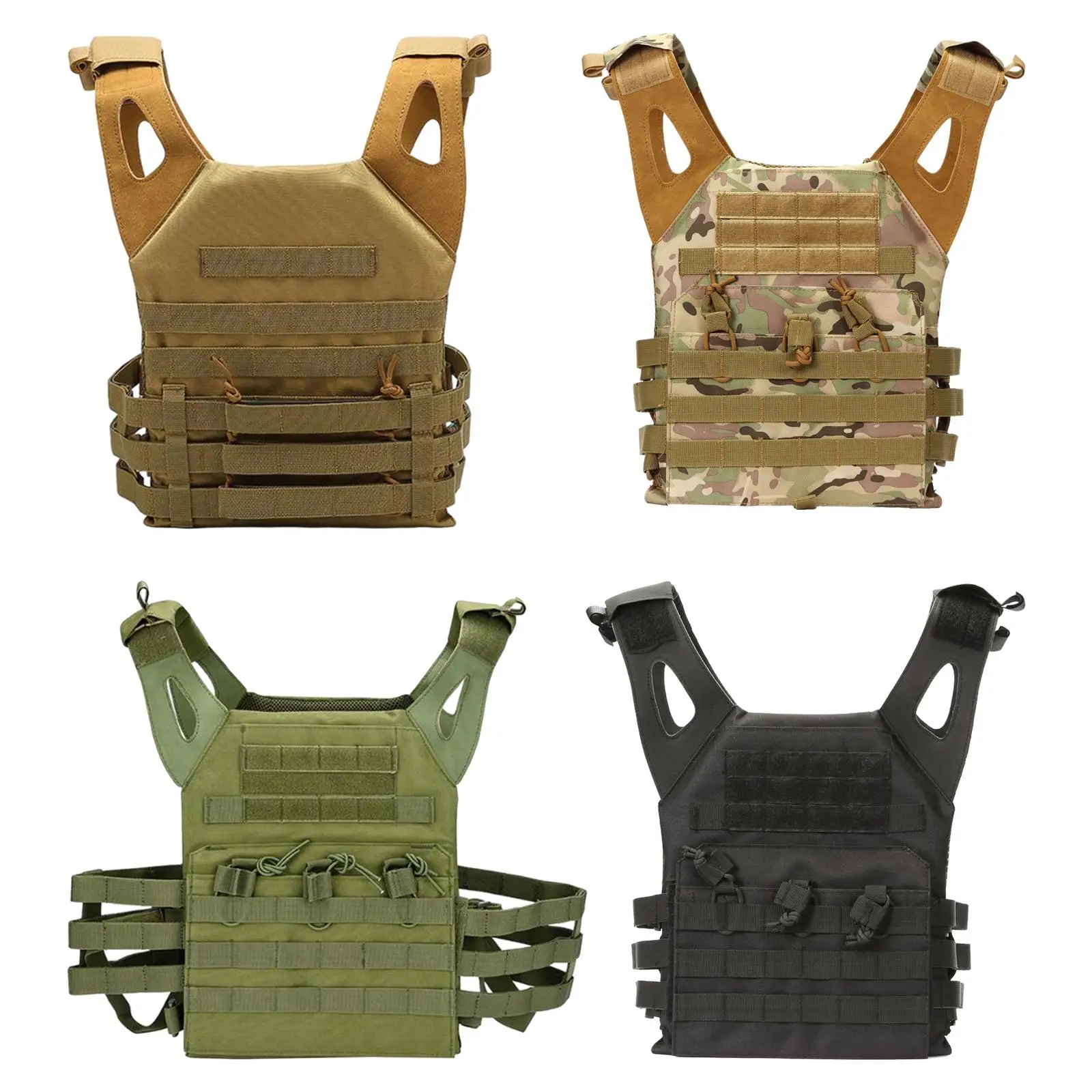 Plate Carrier Vest Protective Adjustable, Polyester Lightweight Breathable 600D Magazine Vest for Hunting CS Games Outdoor
