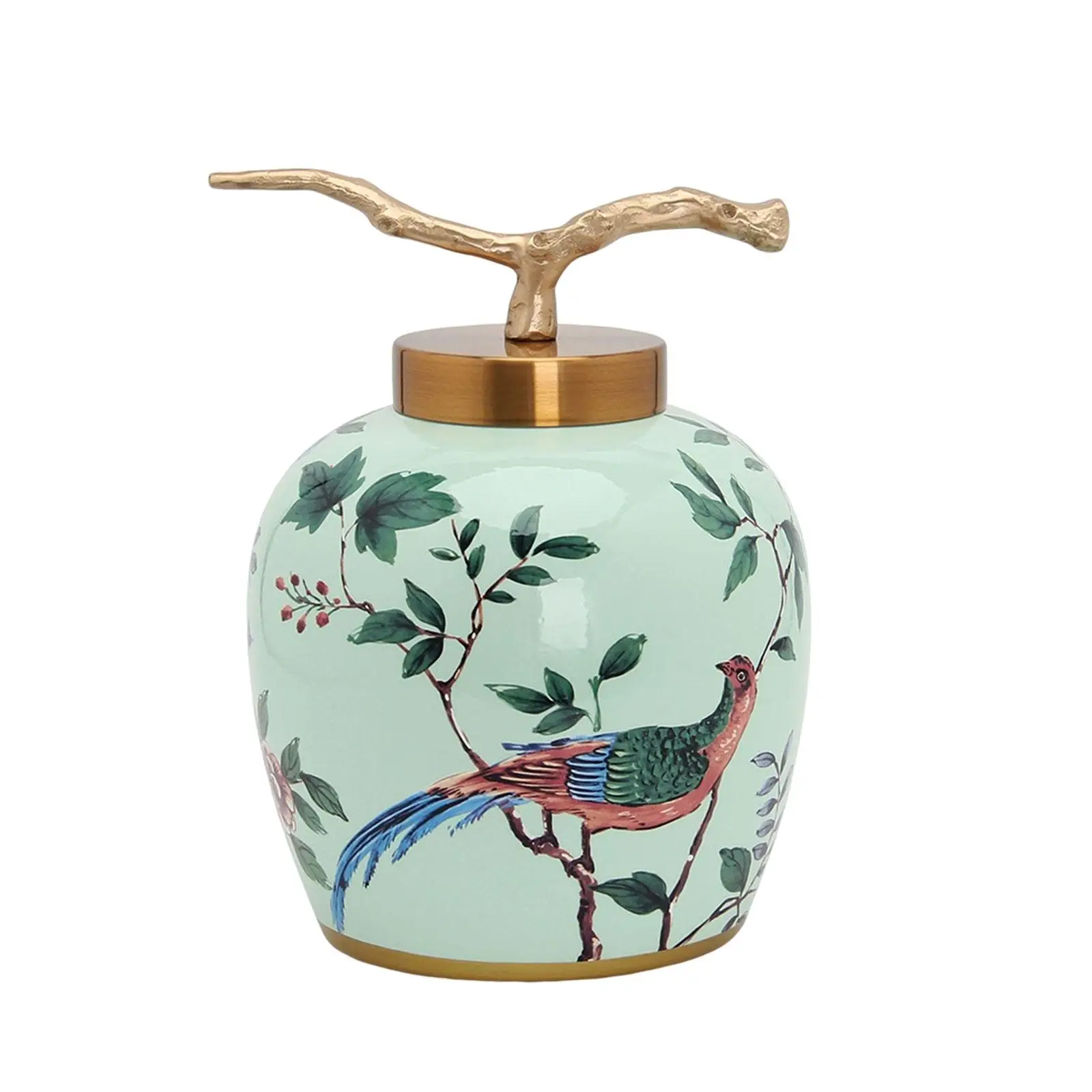 Oriental Ceramic Ginger Jar vase Gift Tea Storage Crafts with Lid Centerpiece for Office Wedding Table Decoration Party