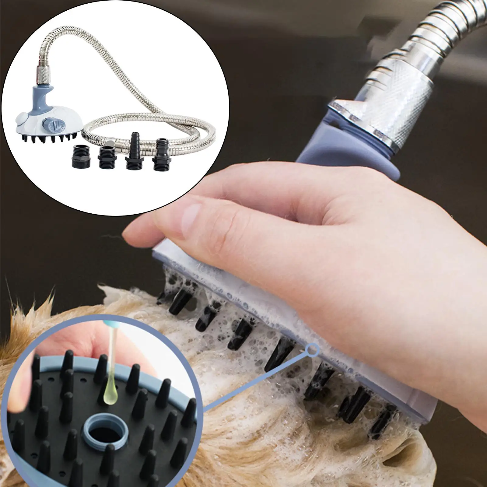 Pet Shower Sprayer Head Massager Attachment Dog Bath Brush for Cat Home Supplies