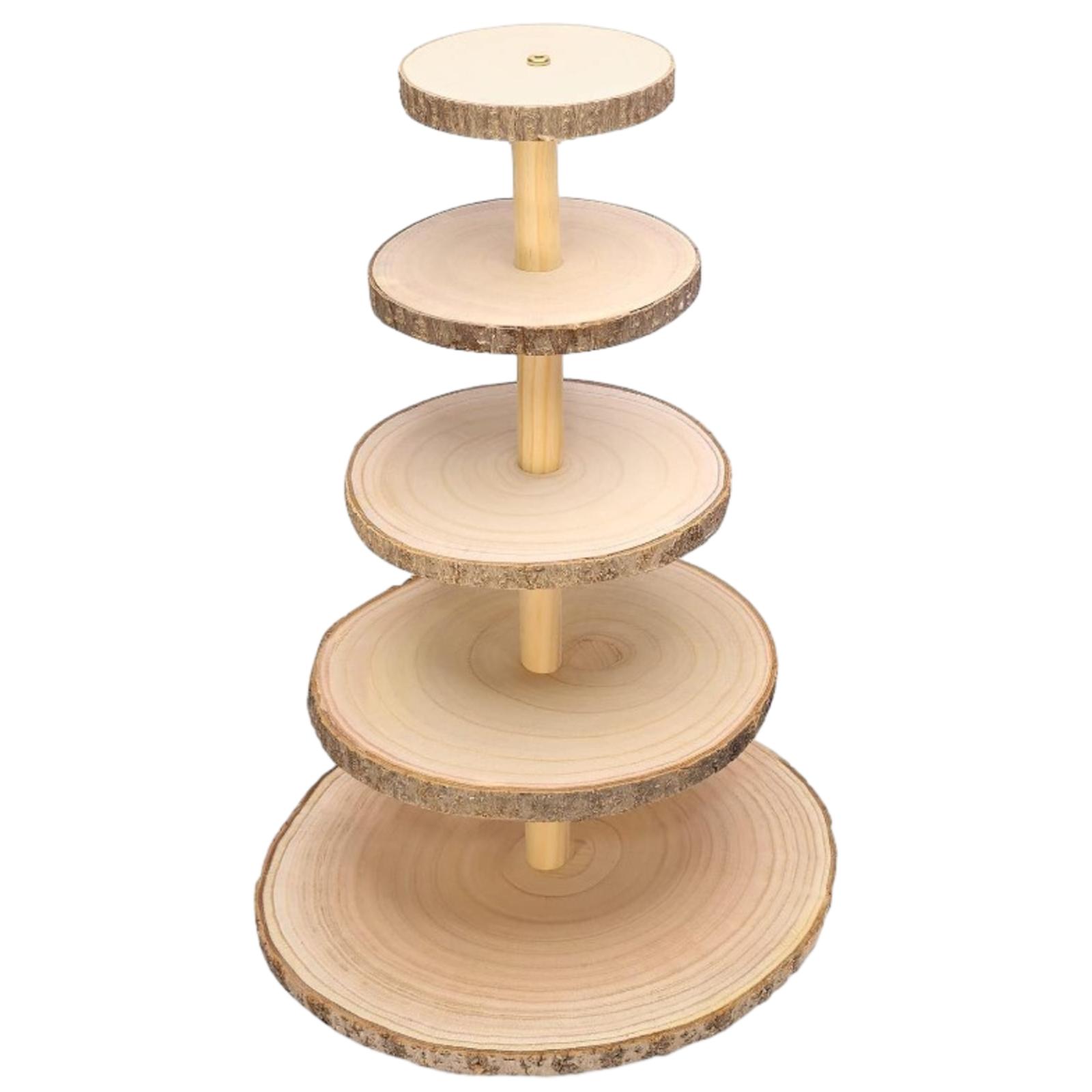 Dessert Display Stand Rustic Wood Cake Stand Four Tiered Wood Cupcake Stand Holder for Home Wedding Crafts Party Decoration