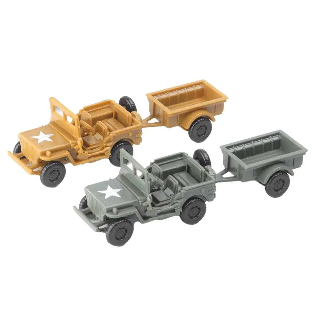 2Pc Plastic 4D Assembly Model 1/72 Truck with Trailer Sand Table Keepsake