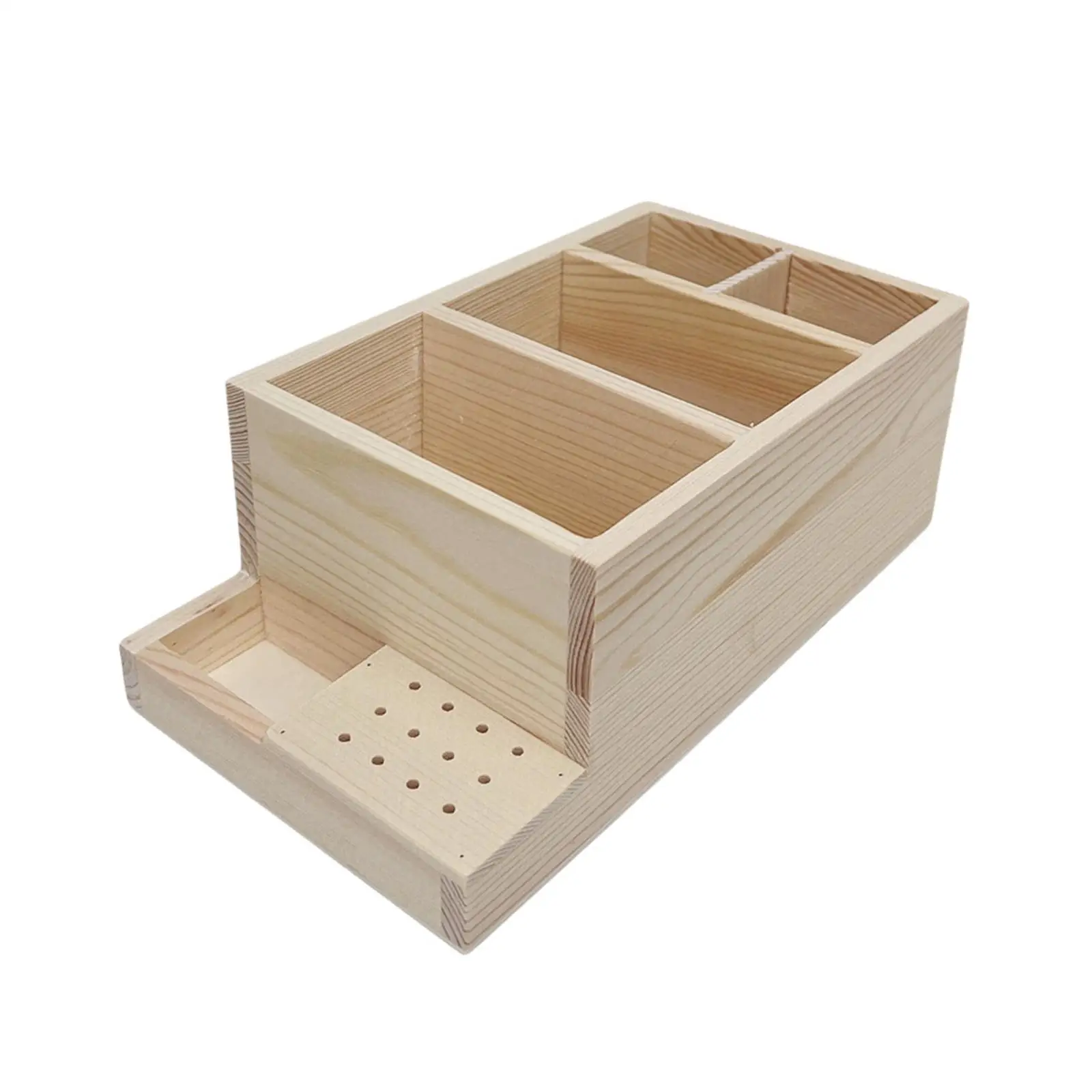 Wooden Nail Drill Machine and Bits Holder Stand Nail Art Accessories Manicure Tools Box for Home Nail Practice DIY Container