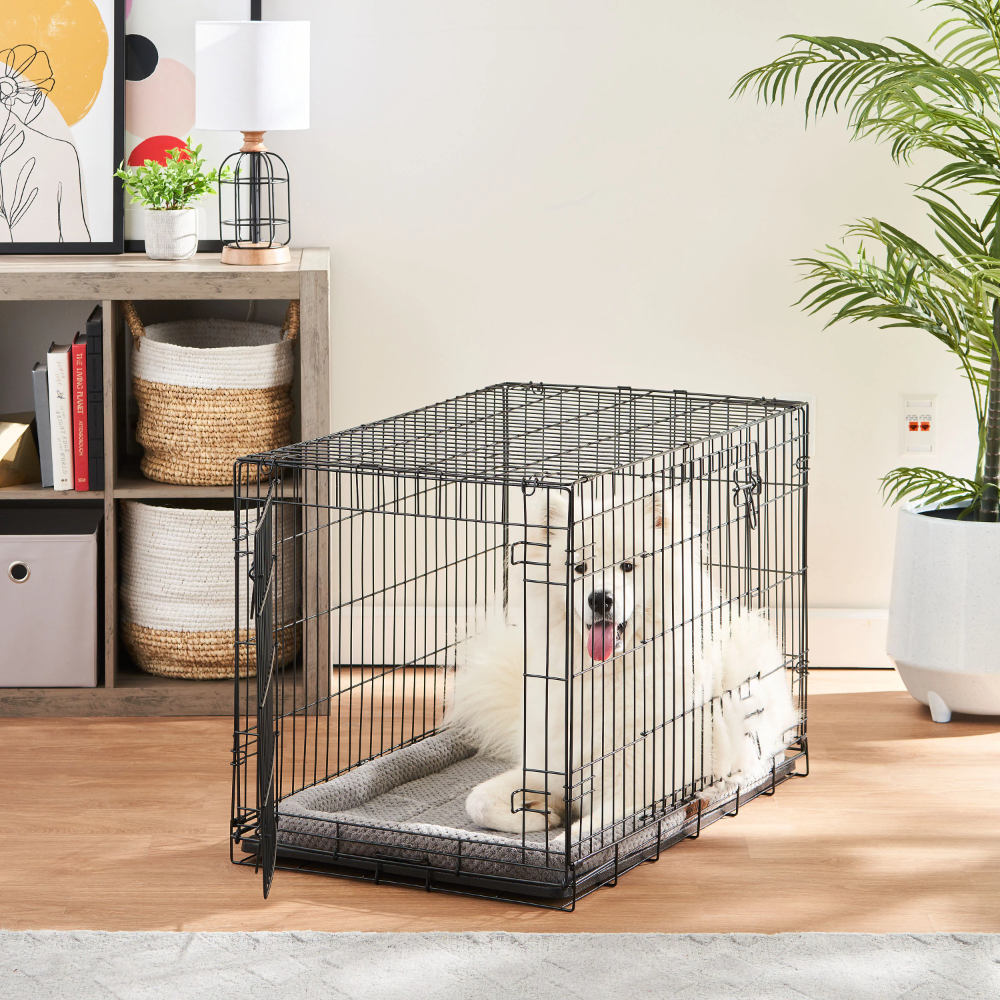 Title 1, Double-Door Folding Metal Wire Dog Crate With D...