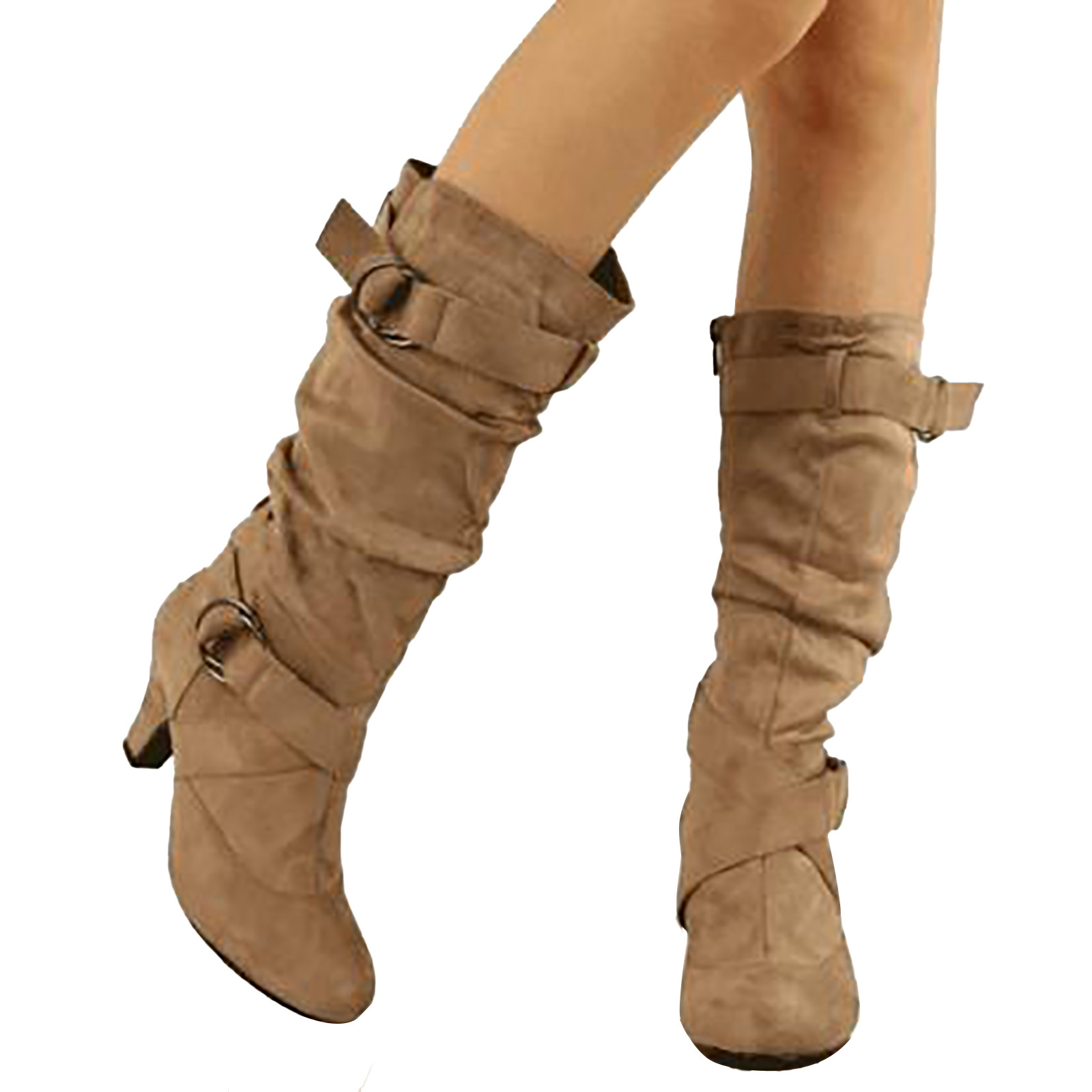 Women'S Winter Boots Foreign Trade Autumn Mid Heel Women Boots Mid Calf Wide Calf Long Boots For Women Wide Calf Over Knee