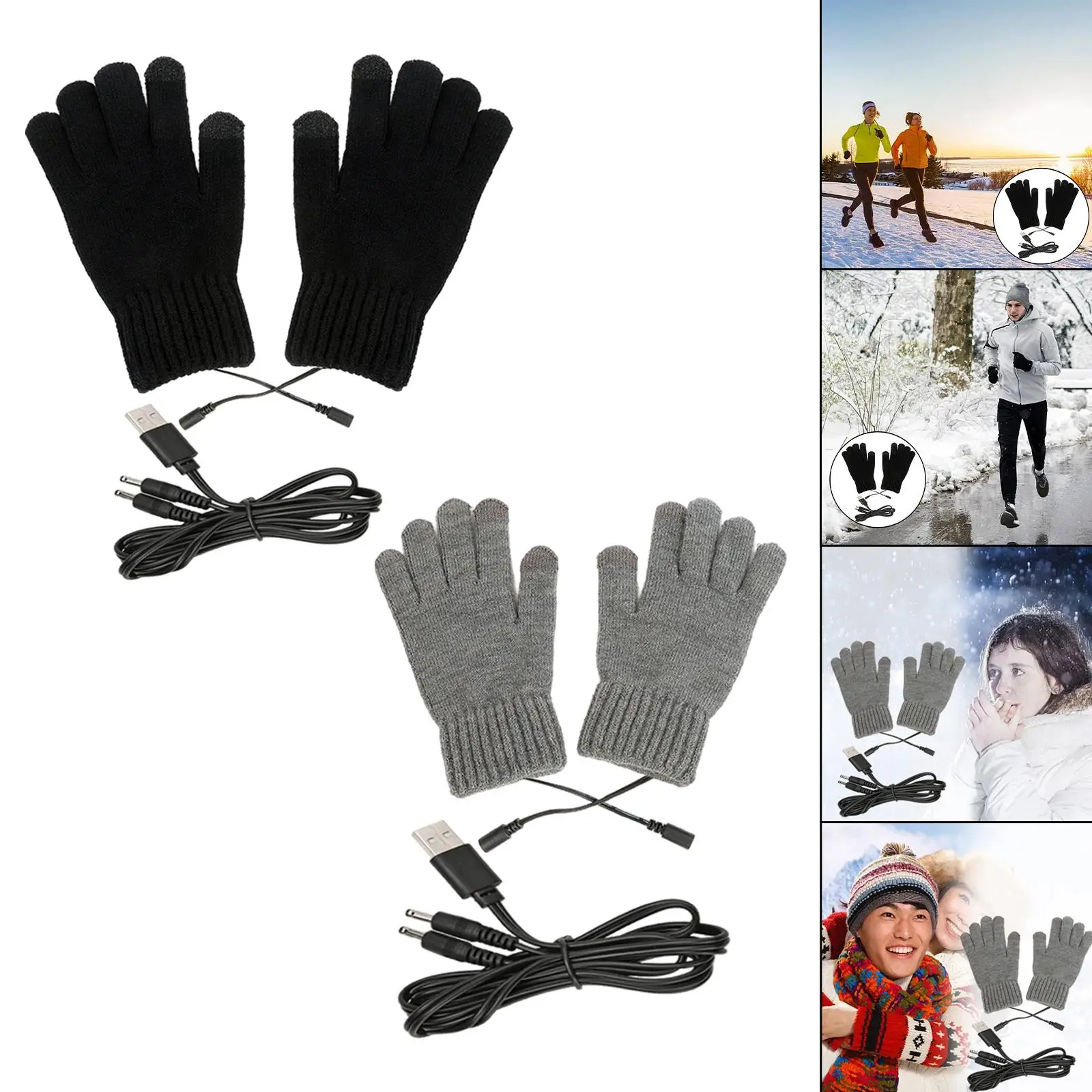  USB Heating Gloves Electric Thermal Knitting Laptop Gloves for Skiing