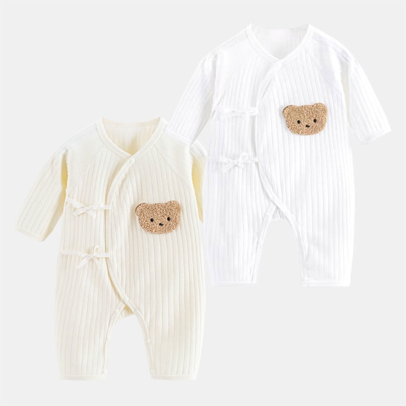 Cartoon Bär Overall Schädel Set Antistatische Baby Strampler Outfit Dusche Geschenk A2UB – Detail 7