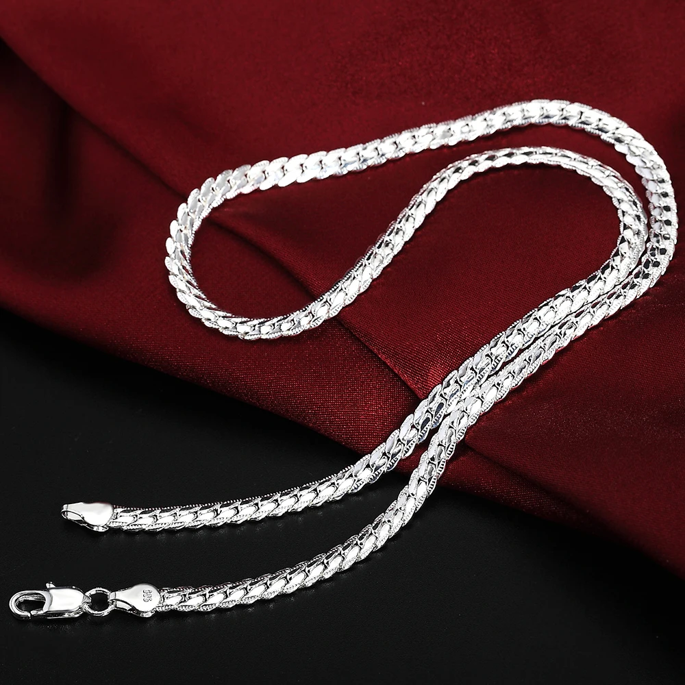 20-60cm 925 Sterling Silver Luxury Brand Design 6mm Fine Necklace Chain for Woman Men Fashion Wedding Engagement Jewelry