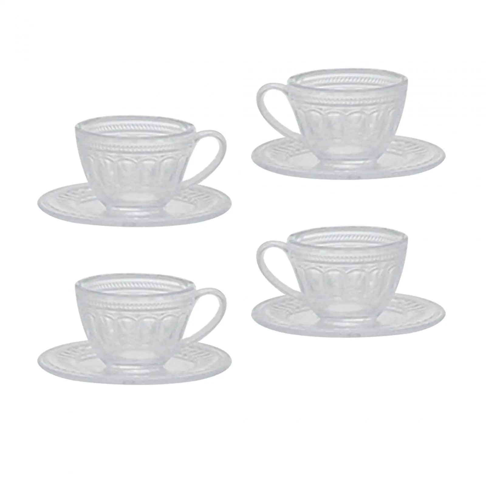 4 Pieces Dollhouse Tea Cup Set 1/6 Miniature Tableware for Diorama Dollhouse