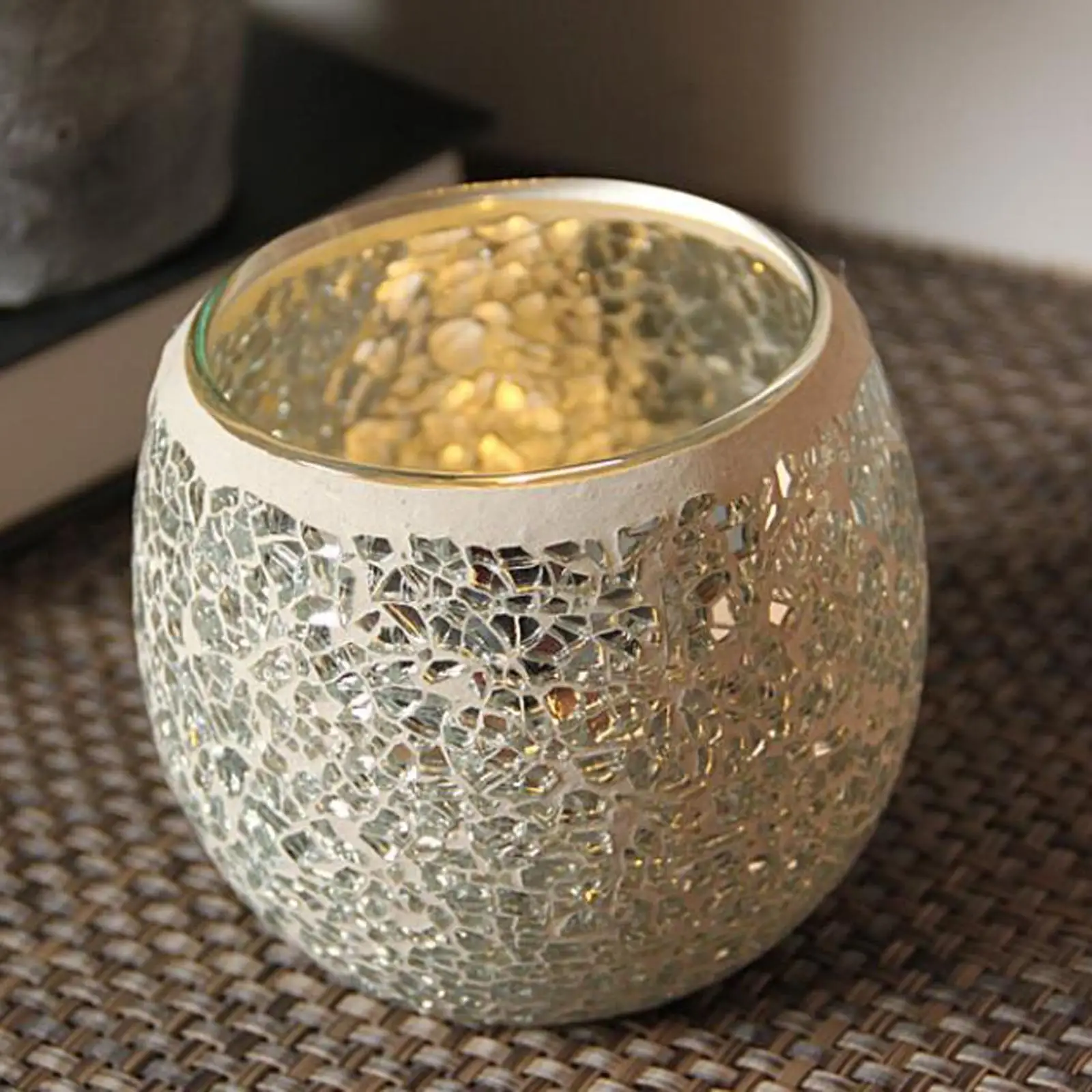European Mosaic Glass Tea Light Holder Romantic Glass Candle Holder for ,  for Flame Candle, LED Candles Tea Light, 