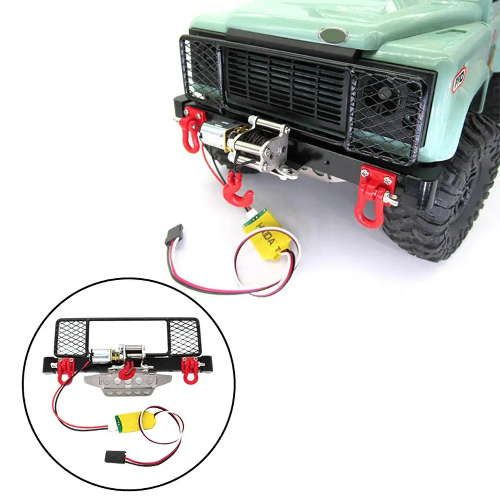 Metal Front Bumper with Winch Trailer Shackle  Plate for MN D91 D99S RC Car Climbing Car Spare Parts Acc