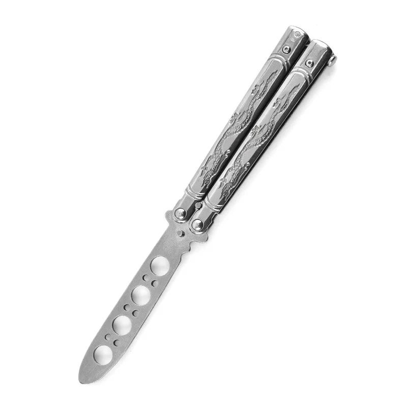 Portable practice butterfly knife csgo balisong trainer stainless steel pocket foldable knife training tool for outdoor games - top knives