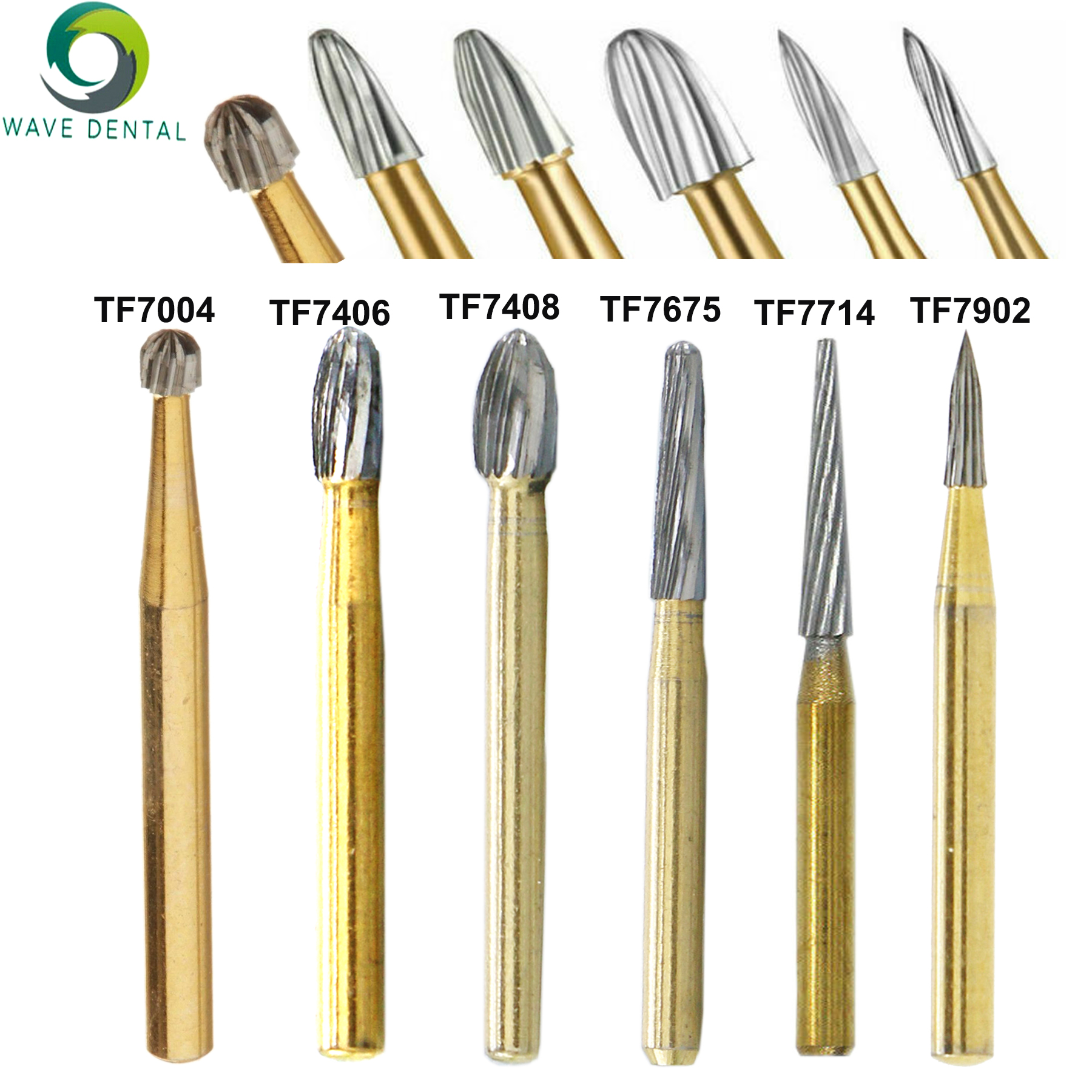 Best of WAVE Dental Burs Tungsten Carbide Burs Gold Plated Trimming And Finishing 12 Bladed T Series For High Speed Handpiece 5pcs / Pack Reviews & Tips