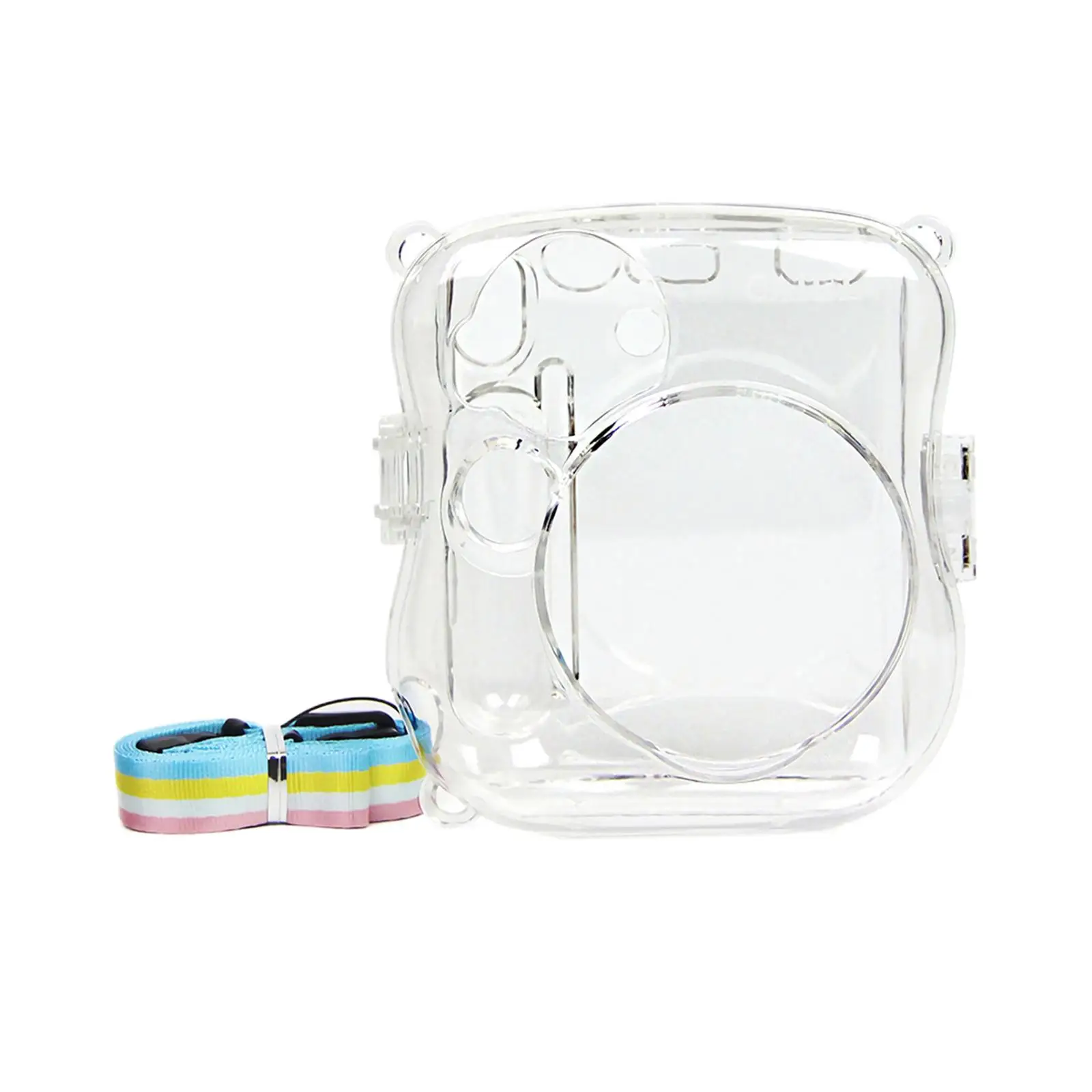 Crystal Camera Protective Case W/ Rainbow Shoulder Strap Transparent Premium Cover Shell Bag for Instax Mini 25 Holiday Travel