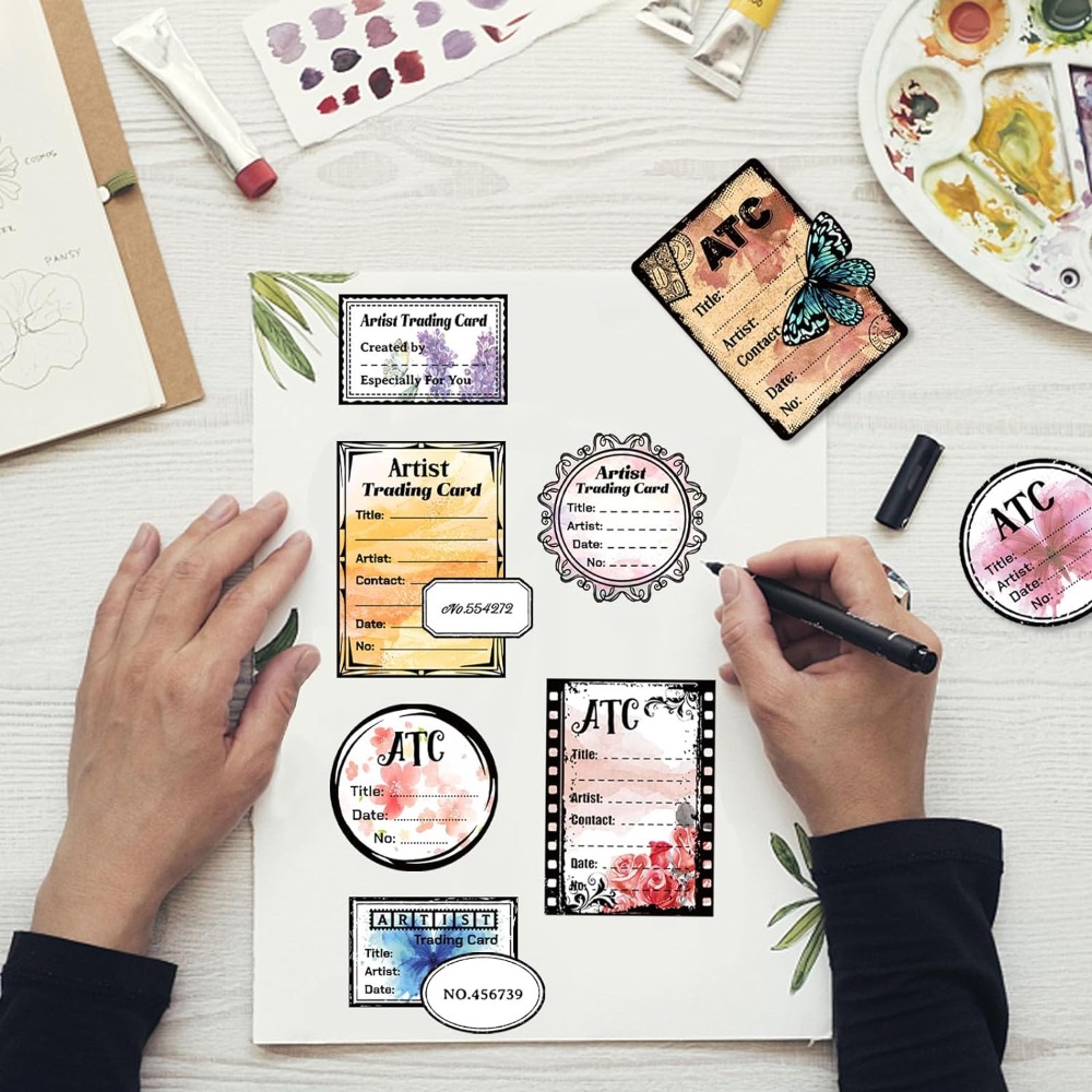 Klare Stempel mit ATC-Rahmen-Hintergrund für DIY-Scrapbooking, 29,7 x 21 cm, Künstler-Sammelkarten, transparente Silikon-Stempelsiegel für die Kartenherstellung – Detail 2