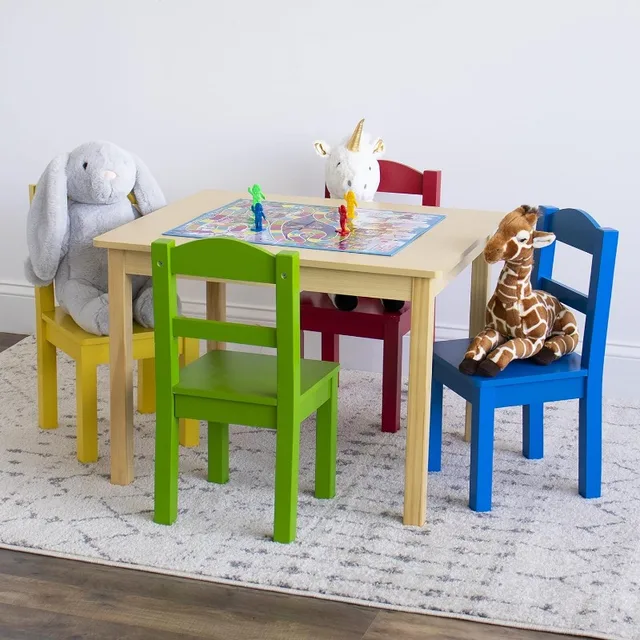Humble Crew – Juego de mesa y 4 sillas de plástico para niños mesa