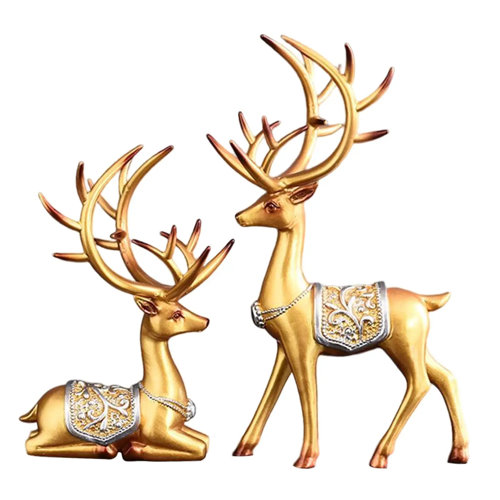 Reindeer Statue Art Figurine Collection Resin Ornament Creative Animal Sculpture for Party Tabletop Dining Room Bookshelf Gift