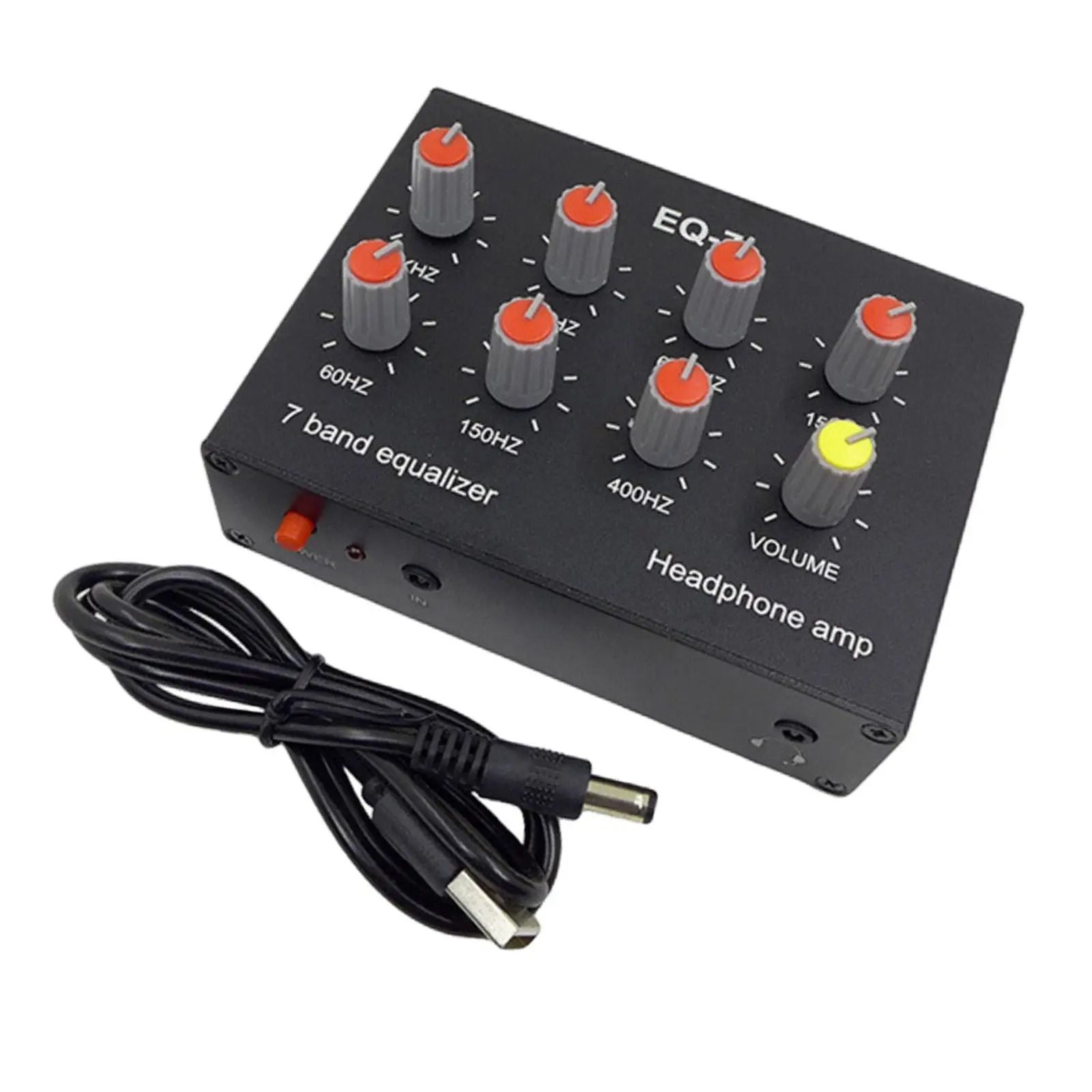 EQ-7 Preamp Equalizer Adjust High School Bass Sound Turntable Amplifier 7 Band Equalizer for Home Headset Phone Laptop Speakers