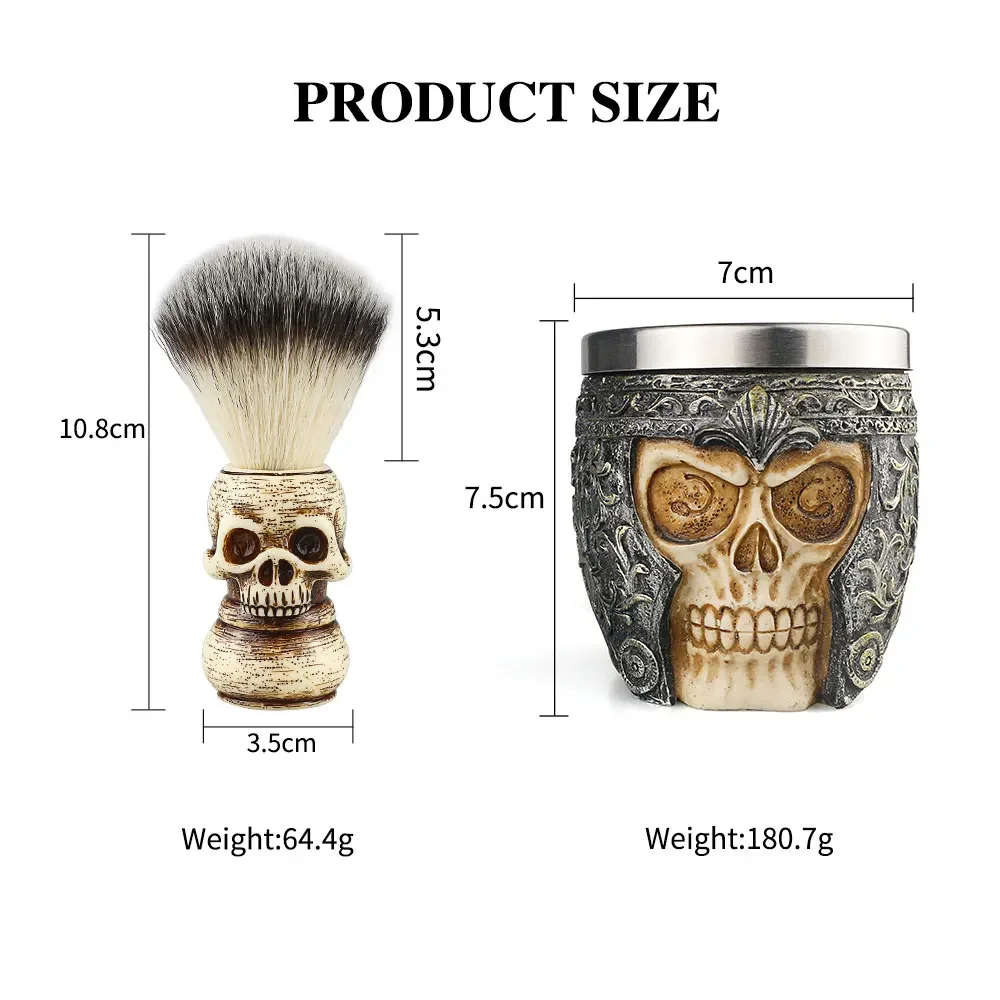 Best of Barber Shop Fashion High-end Skull Design Shaving Brush Foaming Soap Bowl Set Men's Beard Facial Cleansing Tool Shaving Tool Set Reviews & Tips - Image 2