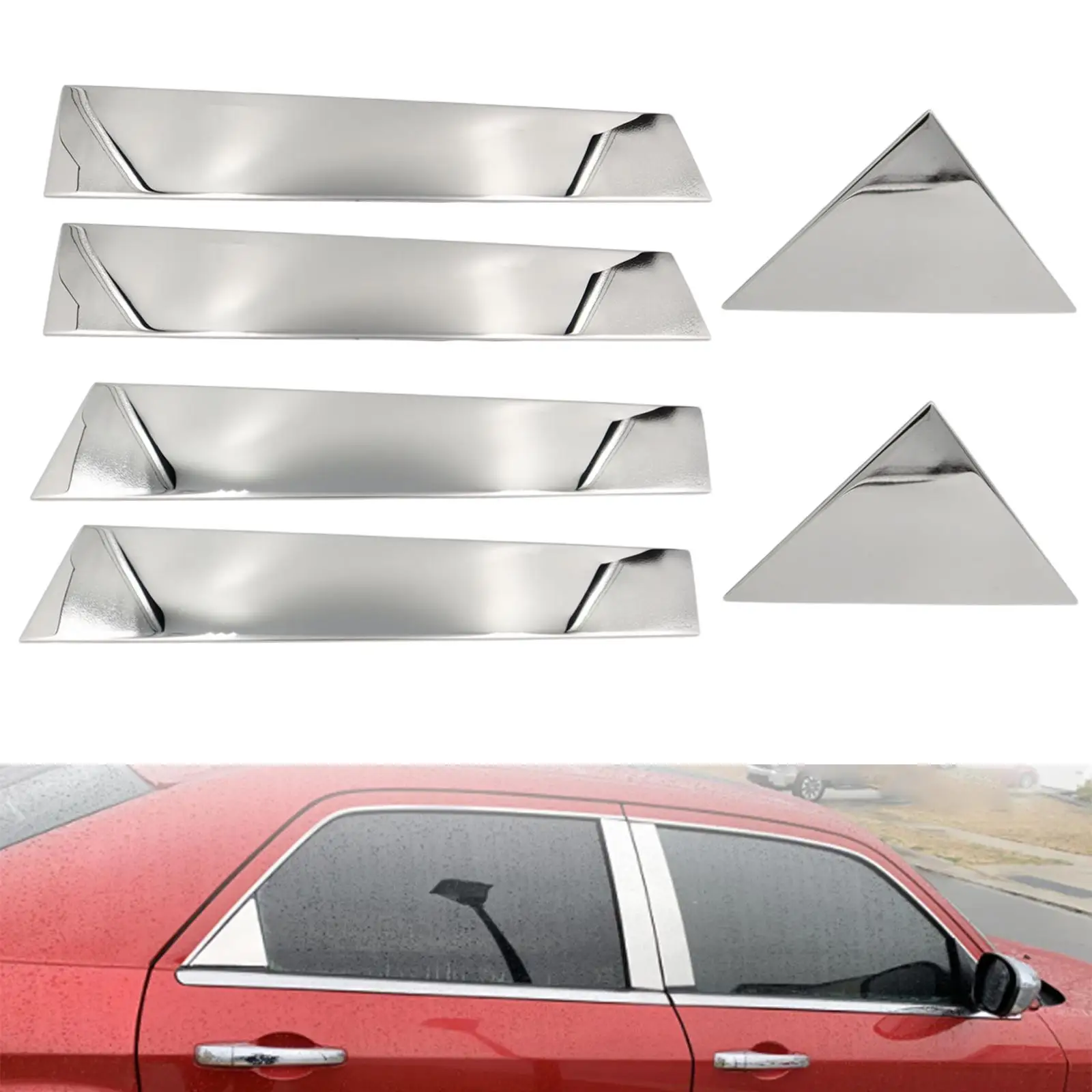 6Pcs Vehicle Door Window Pillar Post Trim, Parts 304 Stainless Steel Decoration Chrome Covers, for Chrysler 300C 300 2005-2010