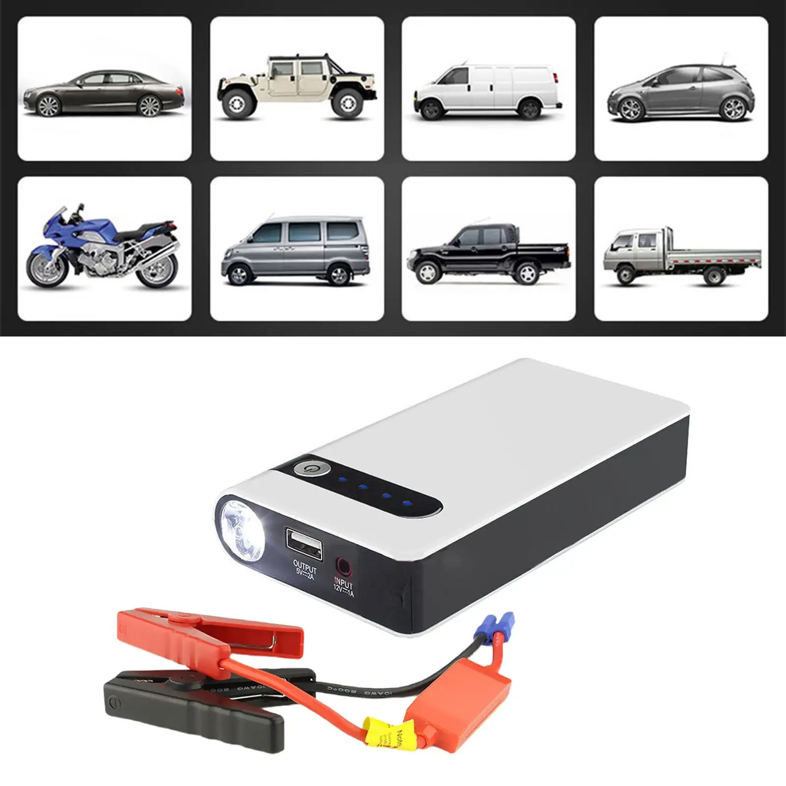 Portable Car Jump Starter LED Display 8000mAh Emergency Start Power Auto Battery Booster Flashlight Laptop Power Bank Charger US